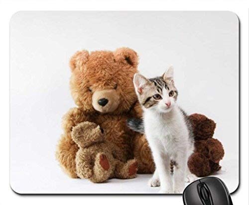 Cat-Themed Mouse Pad - Cute Kitty and Bears Design for Gaming & Office Use | Non-Slip Computer Mousepad for PC, Laptop, Home & Work Desk