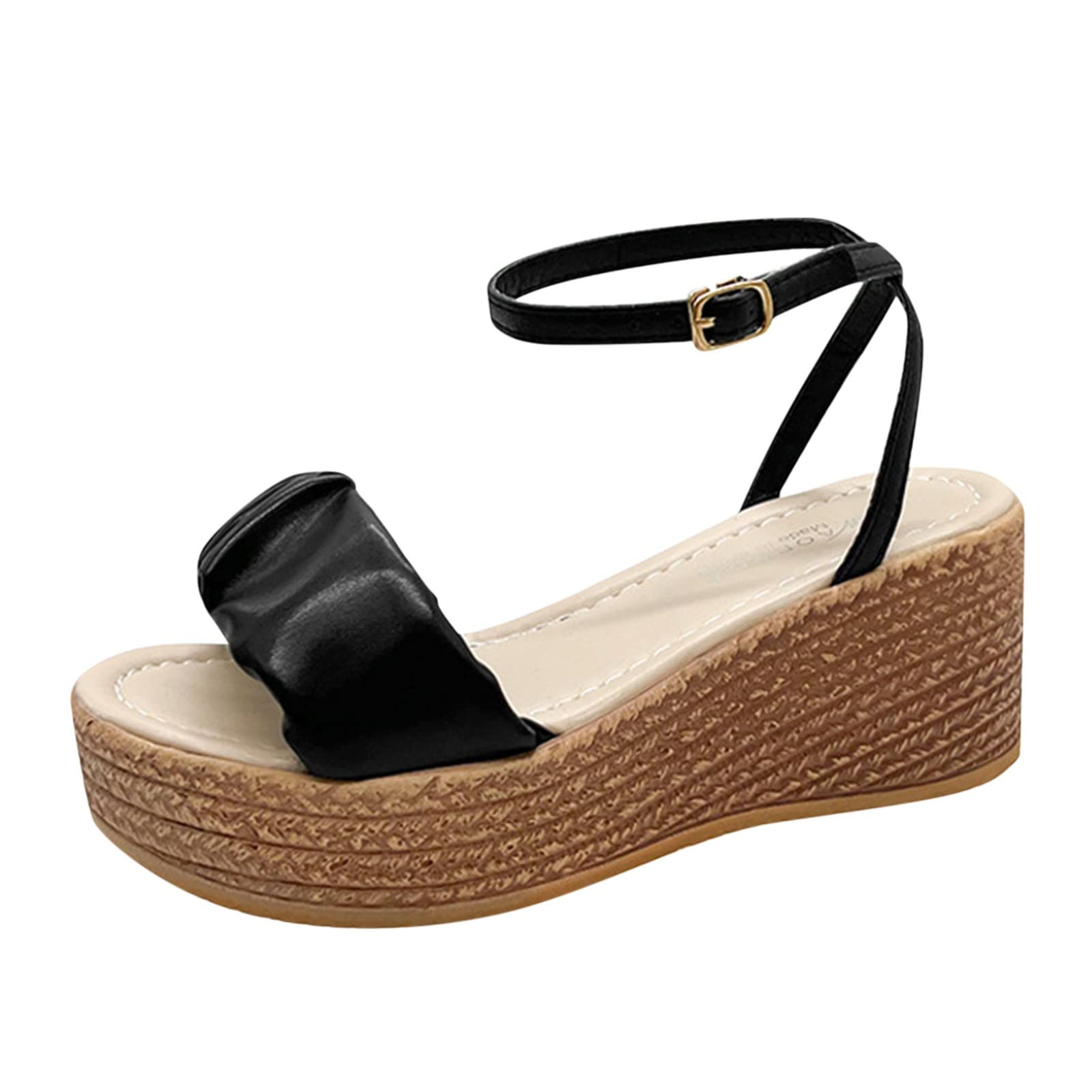 Women's Casual Summer Sandals with Wedge Heel & Platform - Fashionable Buckle Strap Design for Spring & Summer - Perfect for Beach, Vacation, and Everyday Wear