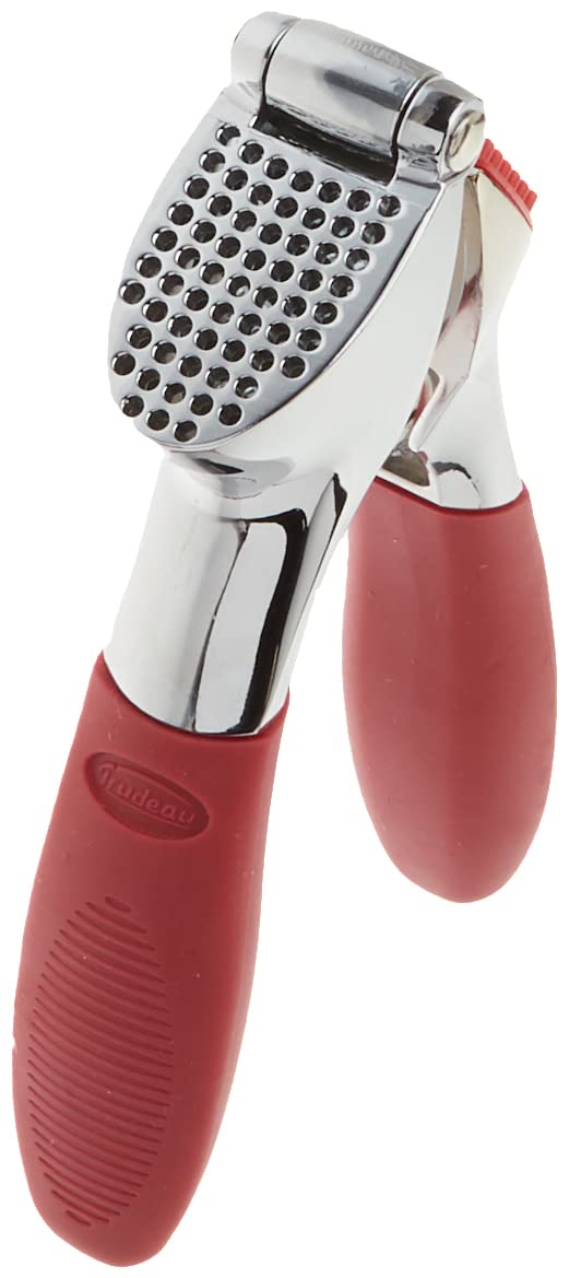 Premium Trudeau Garlic Press - Heavy Duty Stainless Steel Mincer & Crusher with Ergonomic Handle (Red) - Perfect for Cooking, Meal Prep & Garlic Lovers