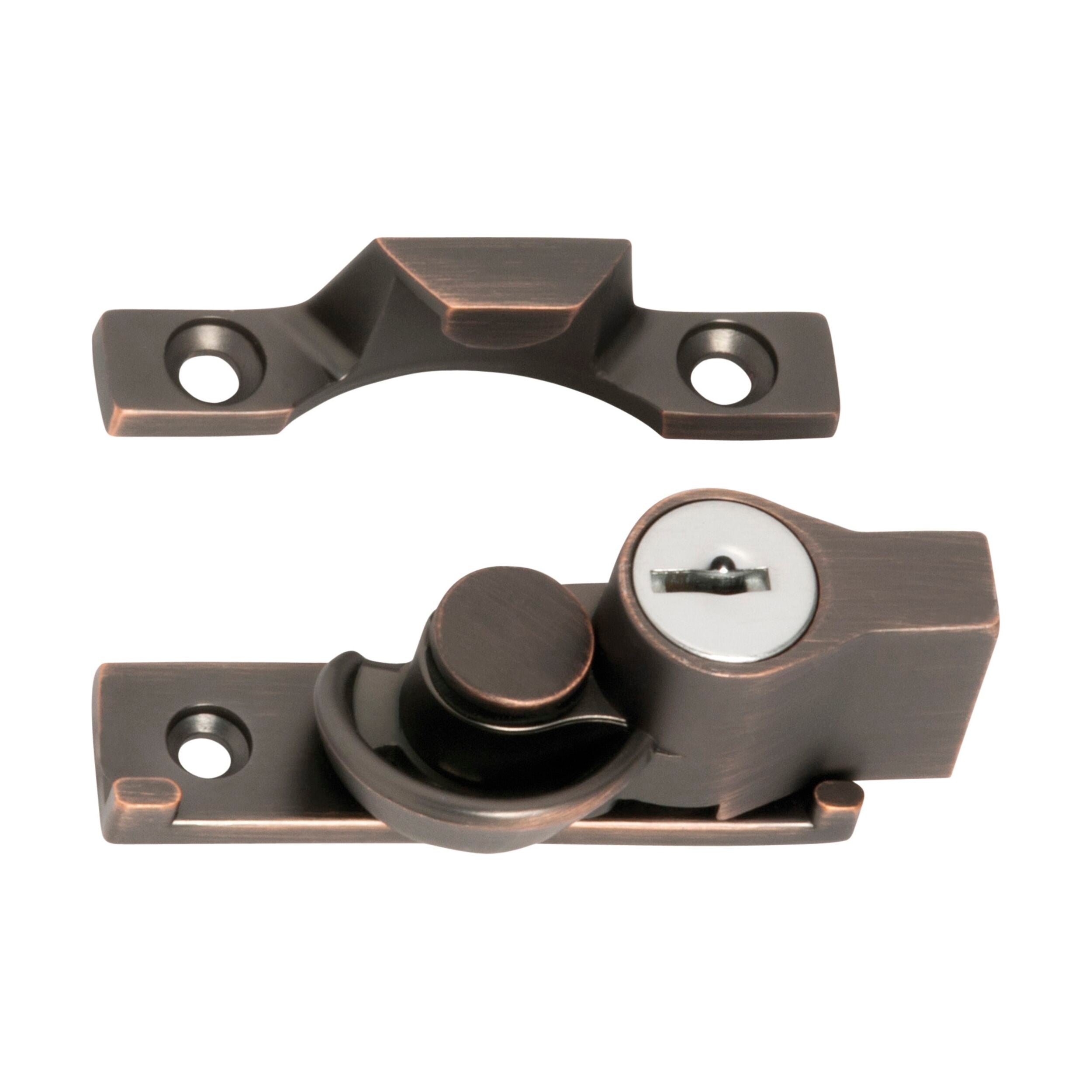 Antique Copper Zinc Alloy Sash Window Fastener Lock - 65mm x 17mm Narrow Design for Vintage Home & Cabinetry Restoration