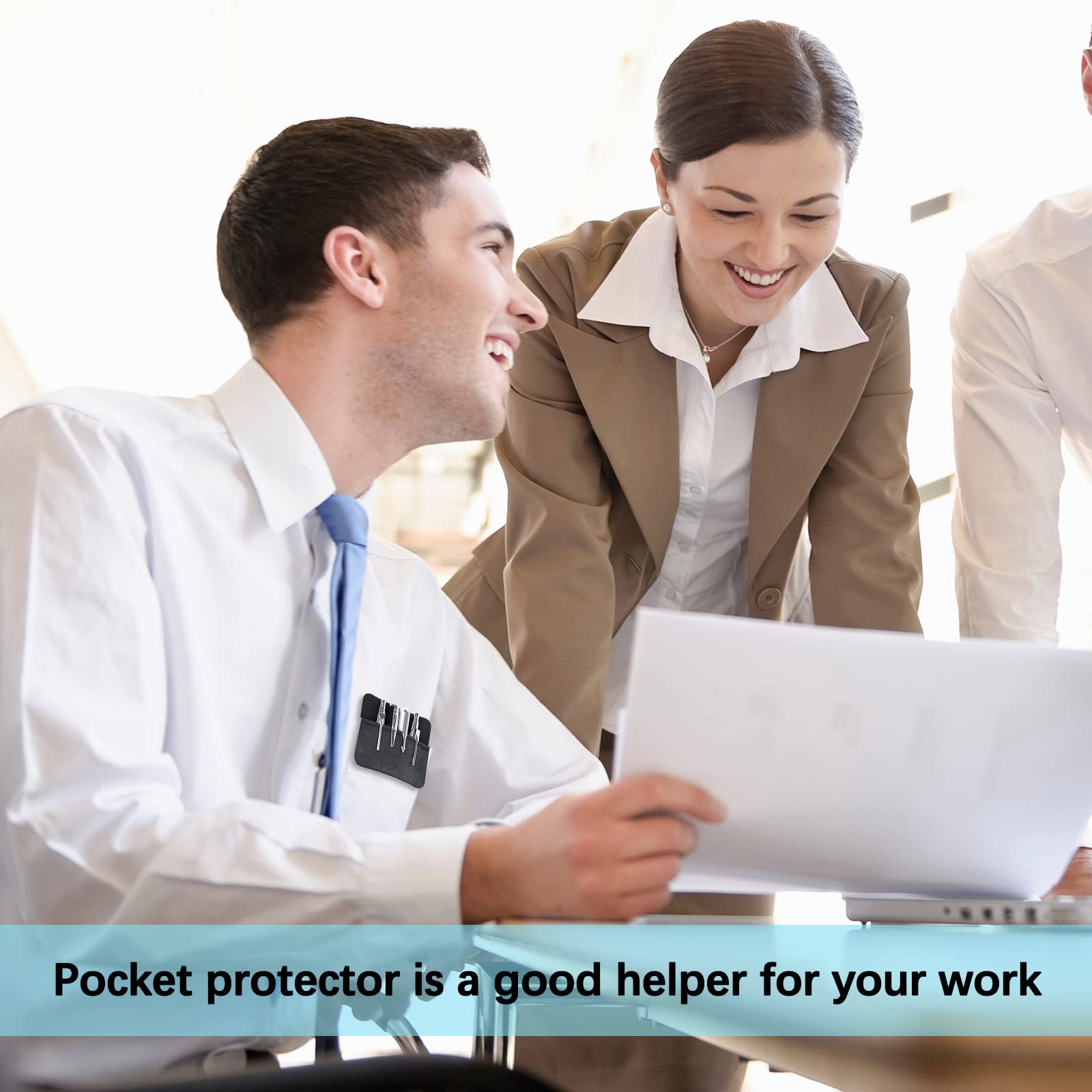 4-Pack Leather Pen Pouch Organizer - Pocket Protector for Pens & Pencils - Office & School Use