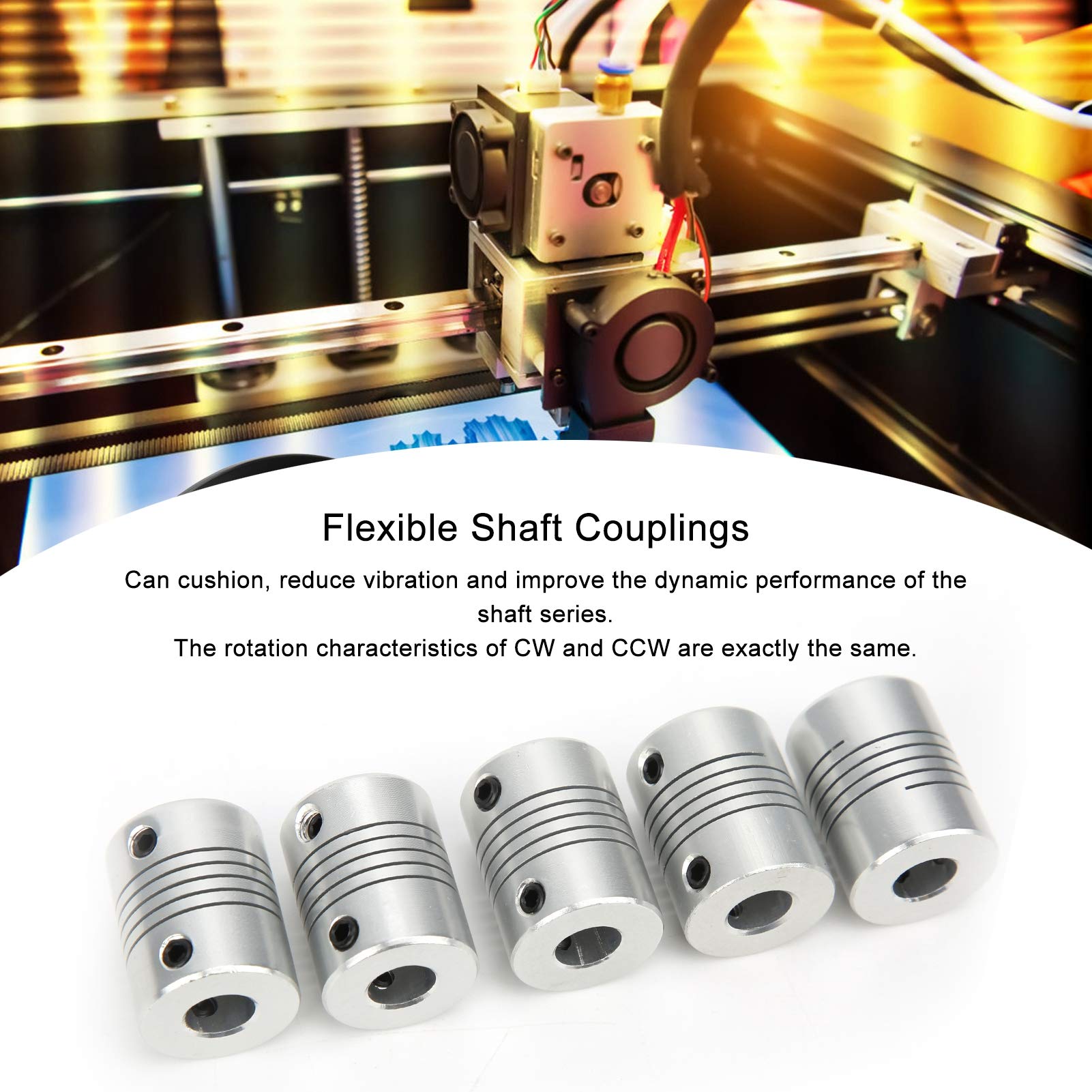 High-Quality Stepper Motor Coupler for 3D Printers - Durable Aluminum Alloy 5-Piece Set with Wrench - Perfect for DIY 3D Printing Projects and Repairs