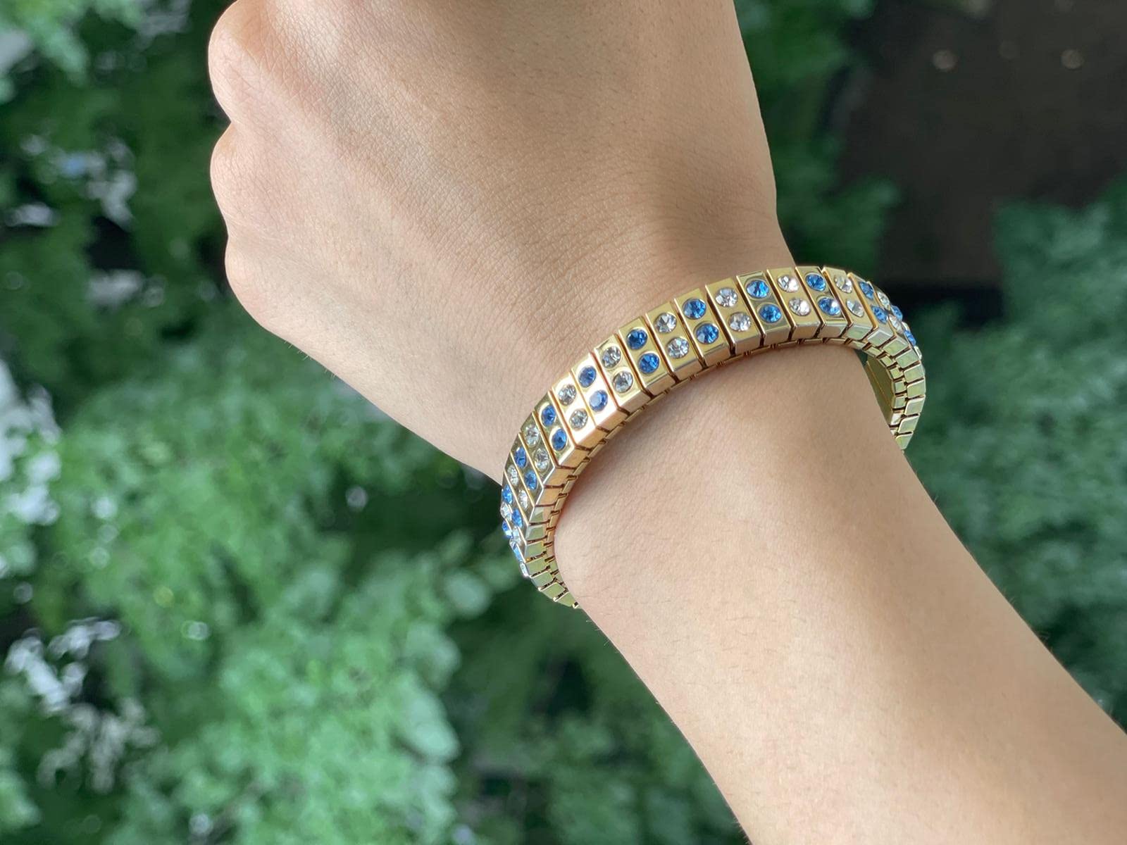 Luxury 24K Gold Handmade Austrian Crystal Sapphire Bracelet – Designer Jewelry for Women, Birthday, Anniversary & Graduation Gifts – Perfect for Daughter, Her Special Day & Elegant Occasions