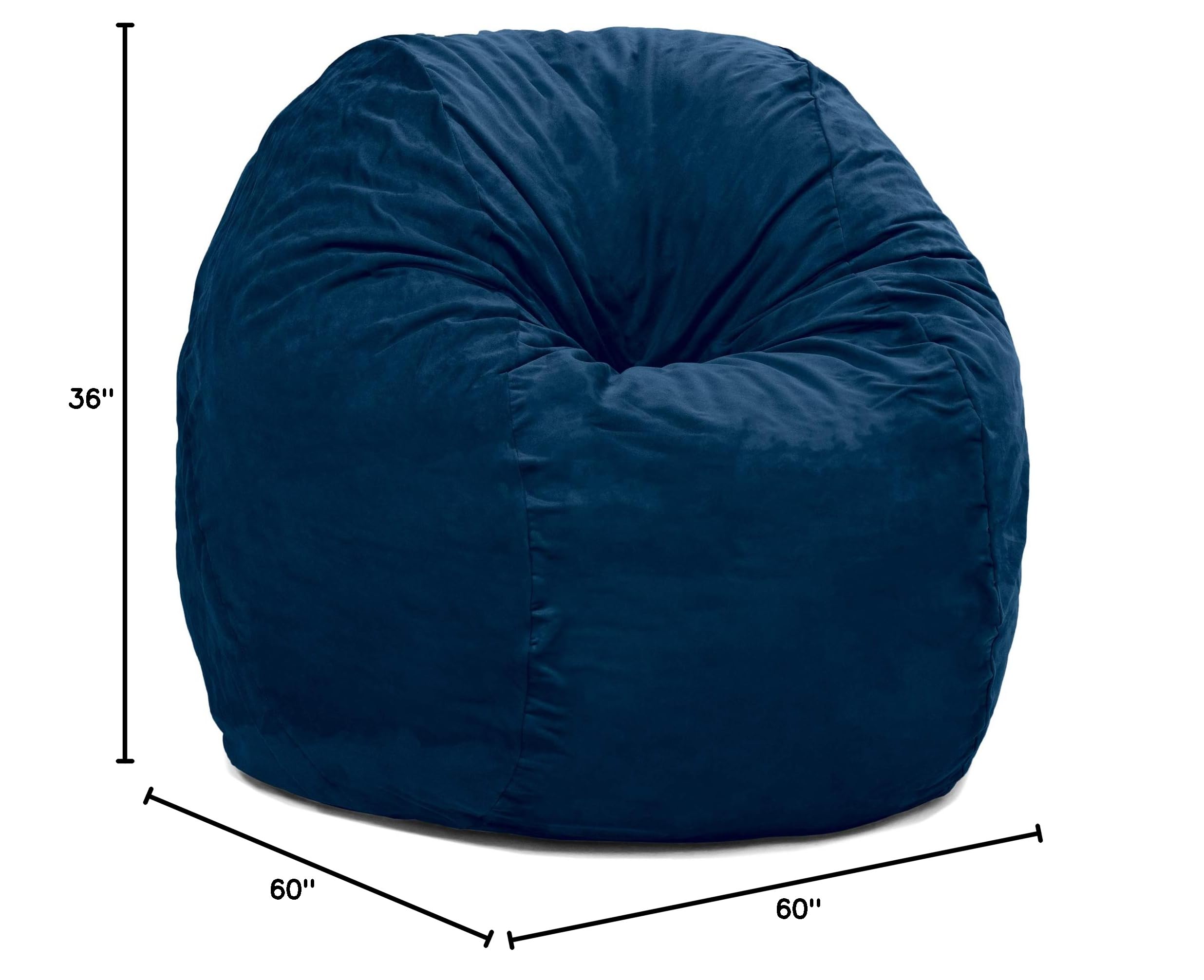 Jaxx 5 Foot Saxx - Oversized Navy Blue Bean Bag Chair for Adults | Perfect for Living Room, Bedroom, Gaming & Relaxation
