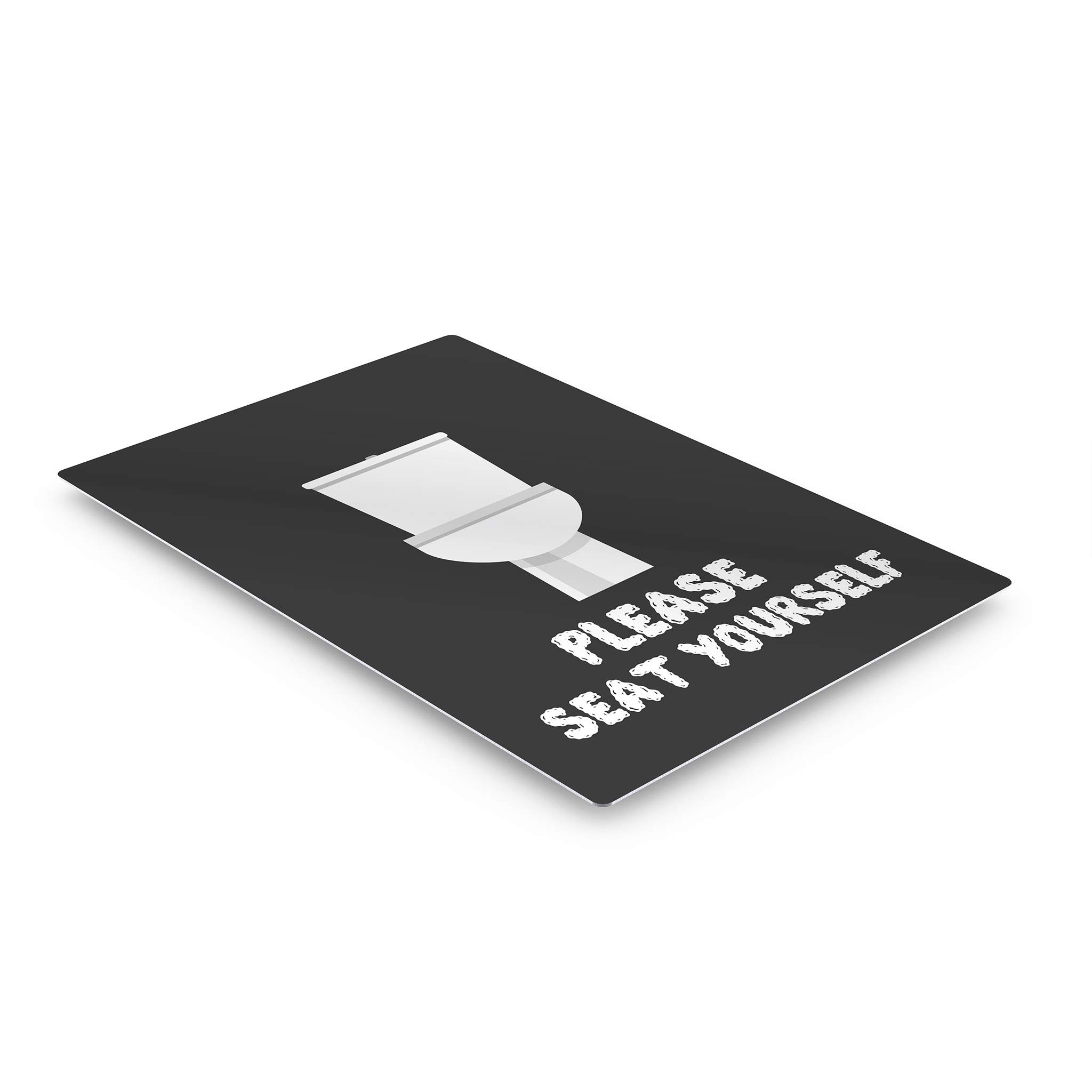 Funny Bathroom Sign - 'Please Seat Yourself' Metal Print Wall Art | 24x16 Inches | Ready to Hang Bathroom Decor | Humorous Toilet Wall Art for Home Decoration | Made in USA | Perfect for Powder Rooms, Guest Baths & Home Decor Gifts