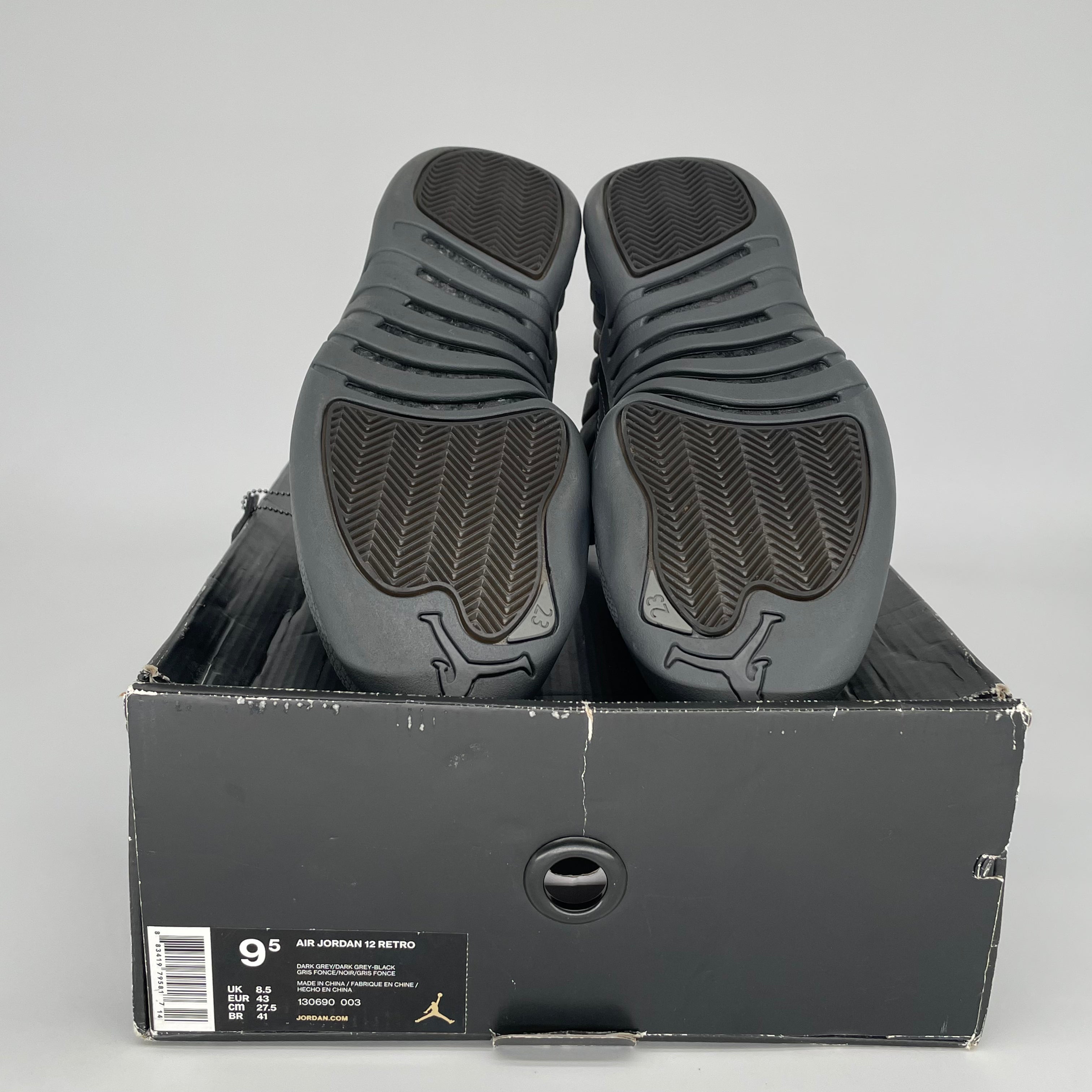 Original Air Jordan 12 PSNY Retro Basketball Shoes - Men's Size 9.5 (130690-003) Black/White - Perfect for Streetwear & Sneaker Collectors