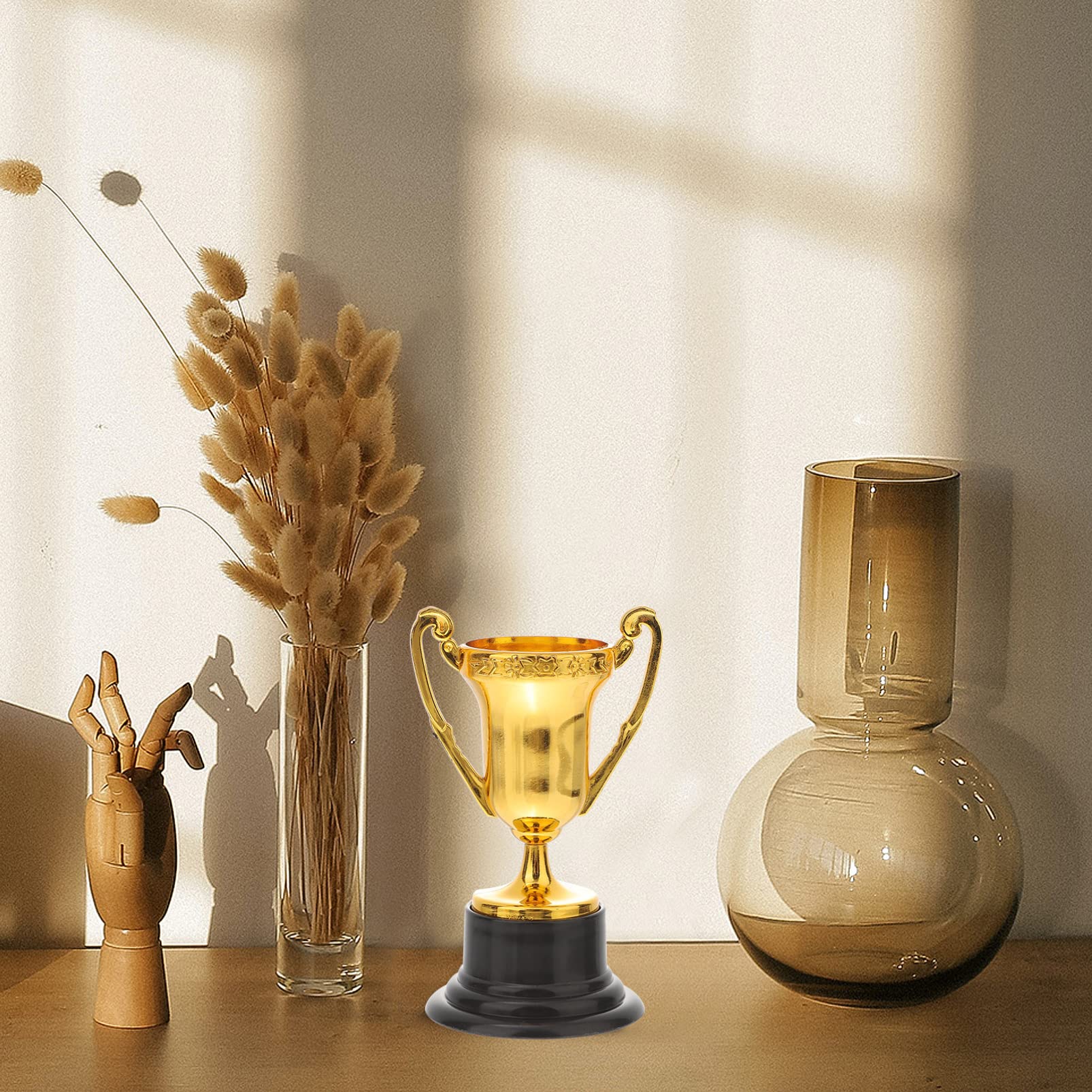 KESYOO 10 Pack Mini Plastic Gold Trophy Cups for Kids - Infants Toys, Football Balloons, Graduation Party Favors, Sports Tournaments & Competition Prizes - Perfect for Squiz Toys, Stocking Stuffers & Award Ceremonies