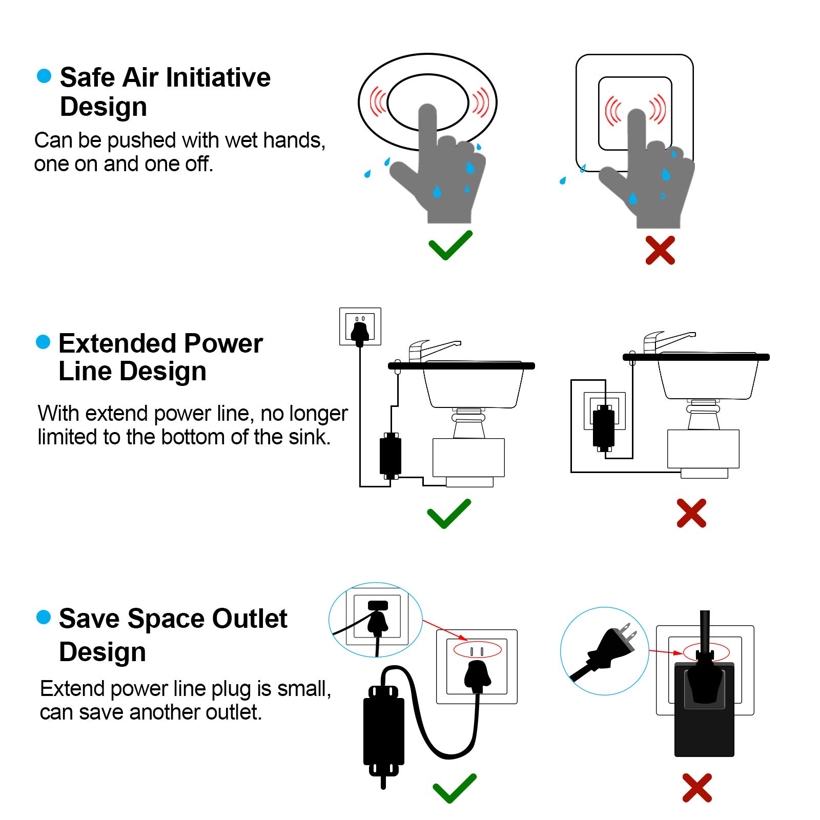Stainless Steel Garbage Disposal Air Switch Kit with Power Cord - 2.5