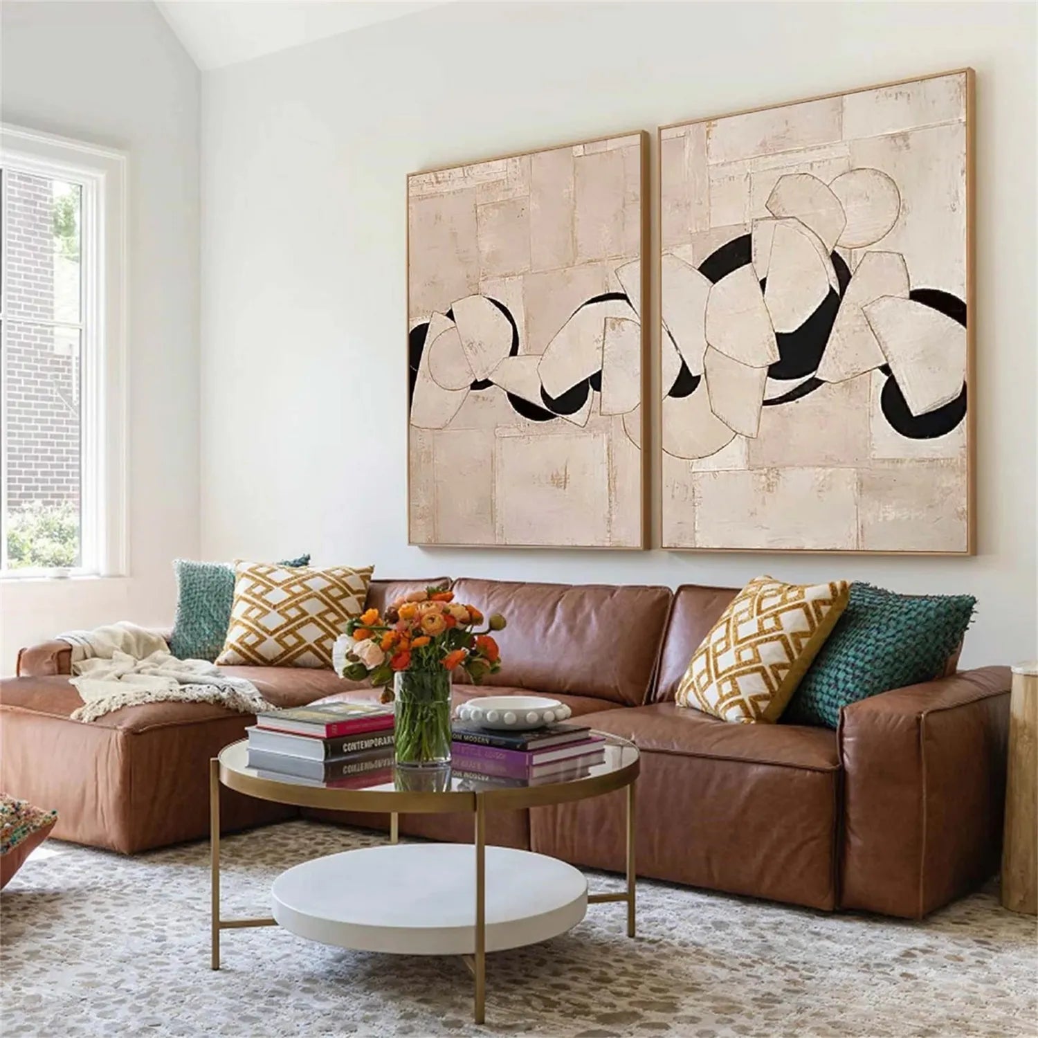 Abstract Tranquility Set of 2 Wall Art Paintings - Modern Minimalist Canvas Prints for Living Room, Bedroom & Office Decor - #WS154