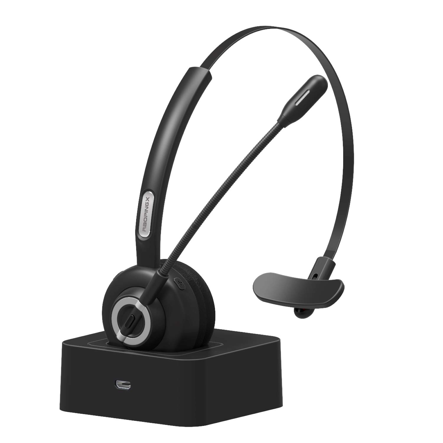 RAOPINGX Trucker Bluetooth Headset Wireless Headphones with Microphone - Over-Ear Noise Cancelling Headset for Phone Calls, Bluetooth 5.0 - Perfect for Truck Drivers, Call Centers, Office Work & Driving
