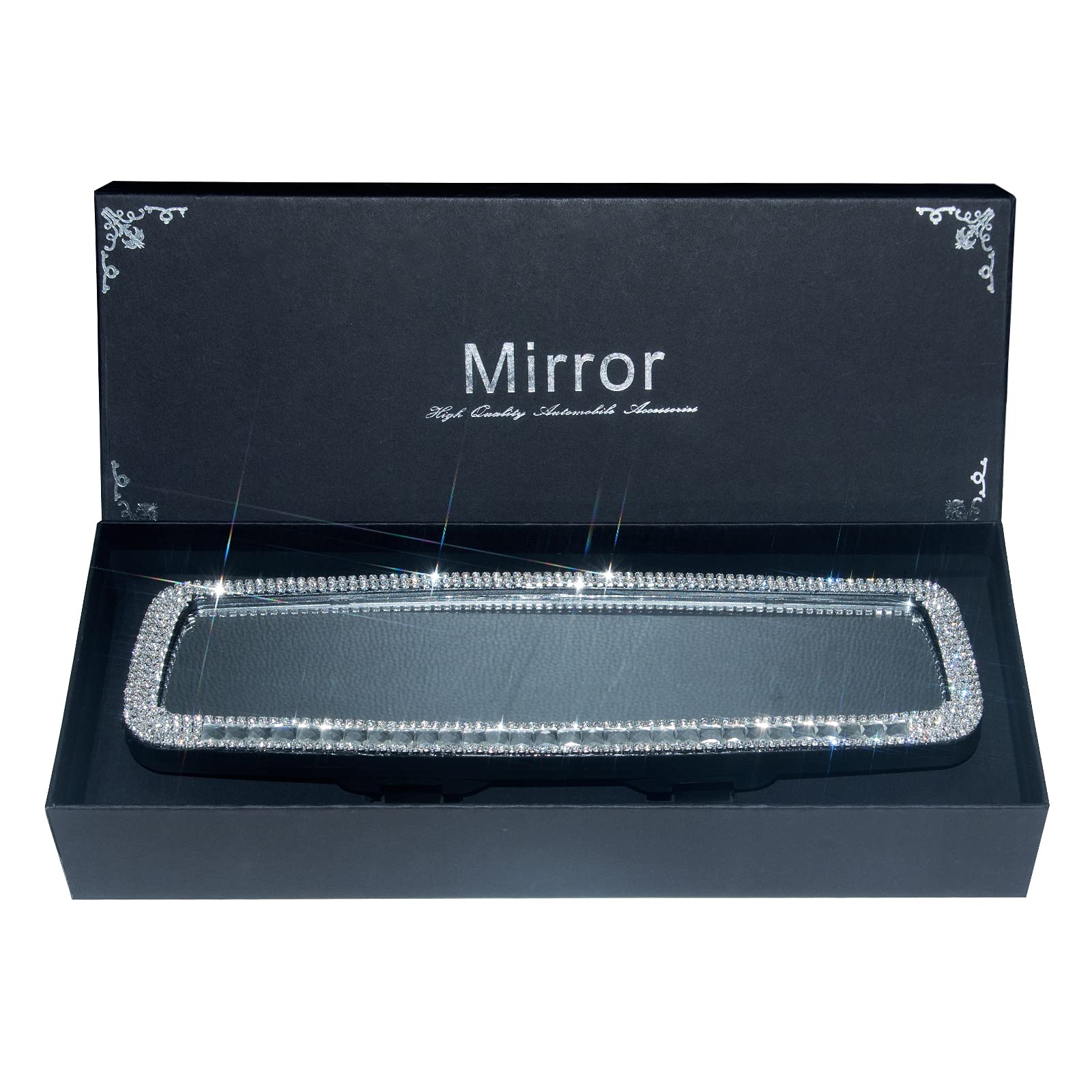 Elegant Crystal Diamond Bling Rhinestone Car Rear View Mirror - Stylish Interior Trim for Women, Perfect Birthday Gift for Car Enthusiasts, Ideal for Daily Commute and Road Trips