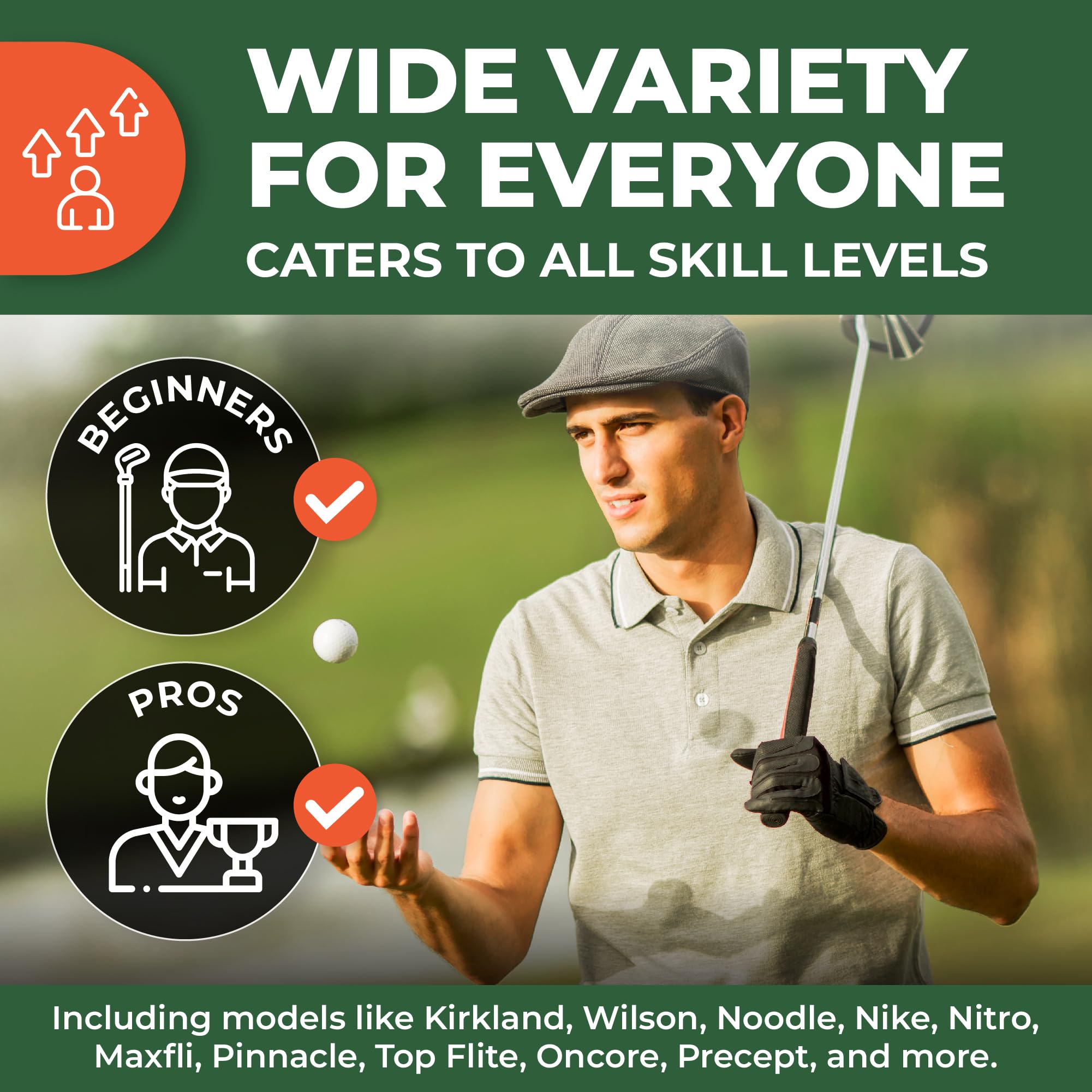 Premium Recycled Golf Balls Bulk Pack - 4A Near Mint Condition with 15 Tees & Mesh Storage Bag | Value Line Series for Men | Perfect for Driving Range Practice, Backyard Chipping & Casual Golf Games