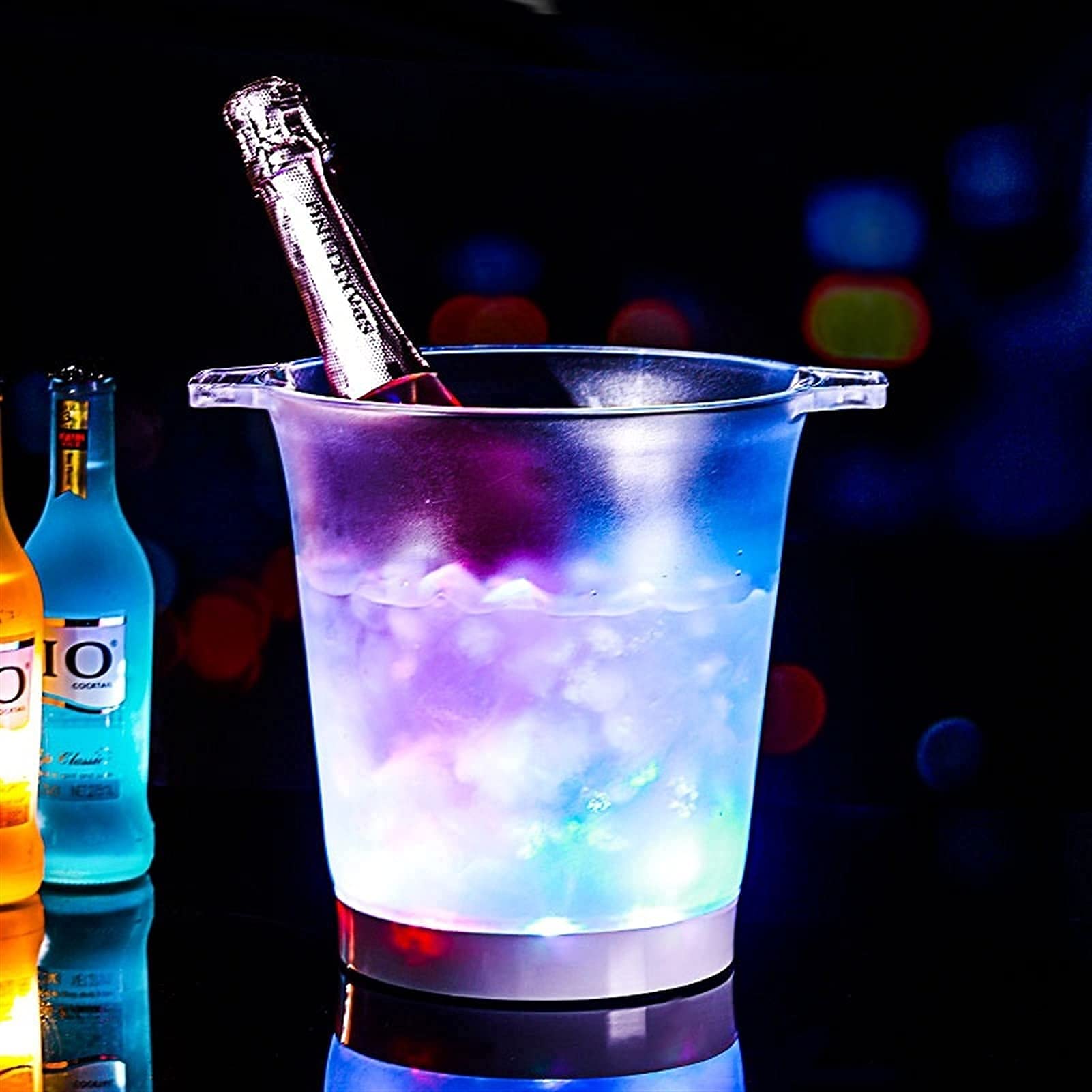 AWJ 5L LED Ice Bucket with Color Changing Lights - Battery Powered Waterproof Drink Container for Wine, Champagne, Beer & Beverages - Perfect for Party, Home, Bar & Outdoor Gatherings