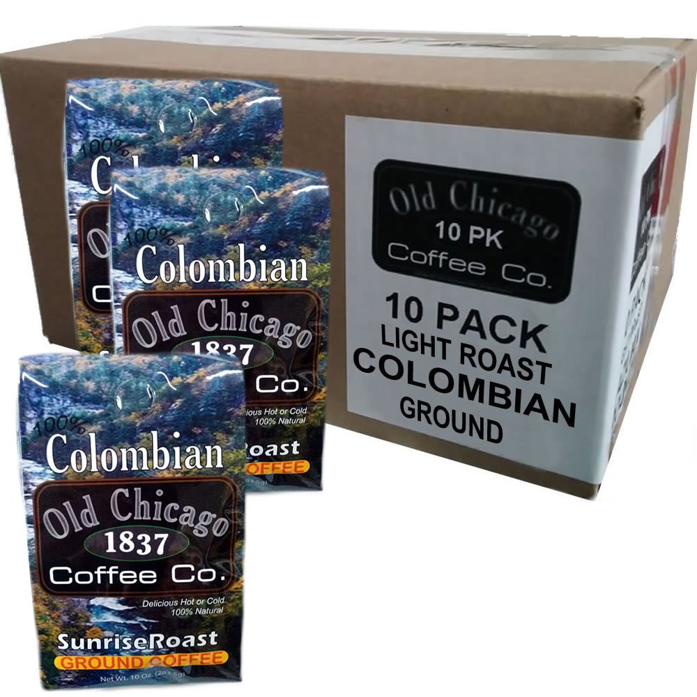 Premium Colombian Ground Coffee - Old Chicago Light Roast - Bulk Wholesale Case (50 Bags) - Perfect for Offices, Cafes & Home Brewing