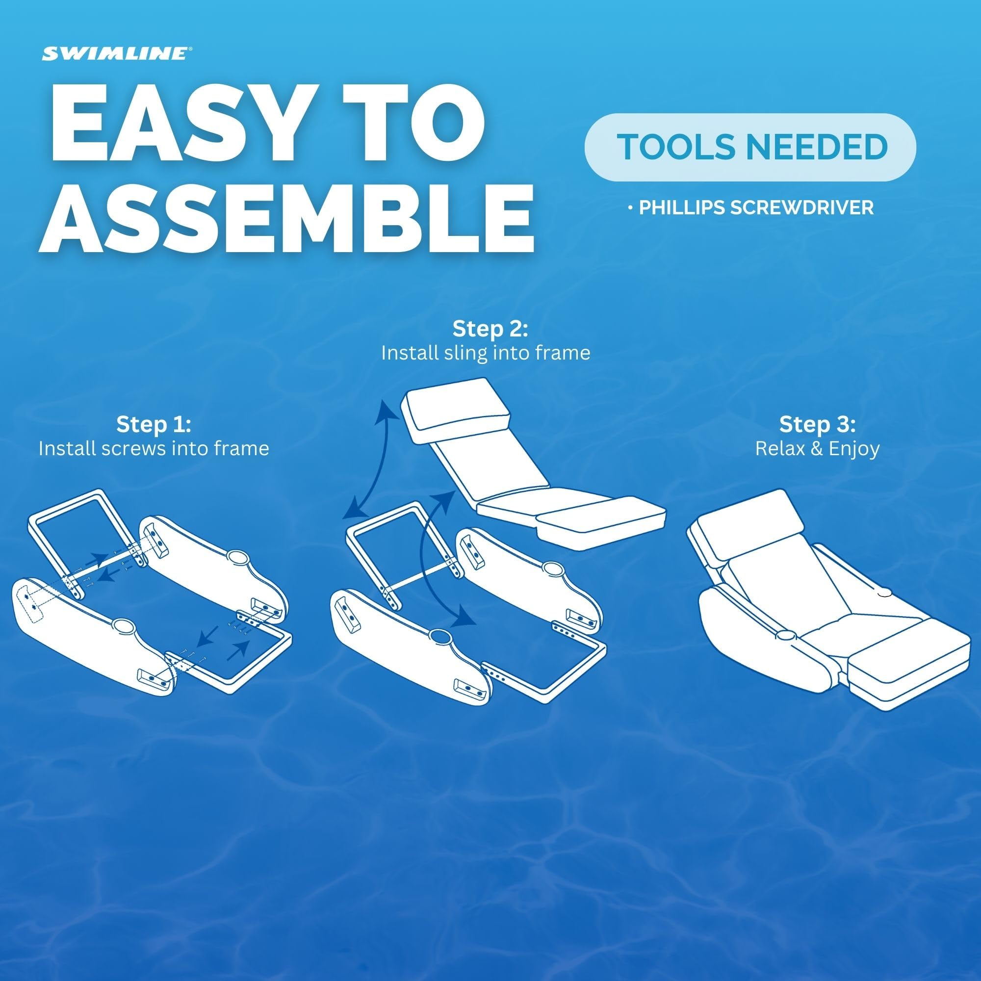 **SWIMLINE ORIGINAL 10010M Sunchaser Padded Luxury Lounge Chair Pool Float – Molded Frame & Pontoon Design for Adults | Comfortable Pool Lounger & Inflatable Pool Accessories | Perfect for Relaxing by the Pool, Beach, or Lake**