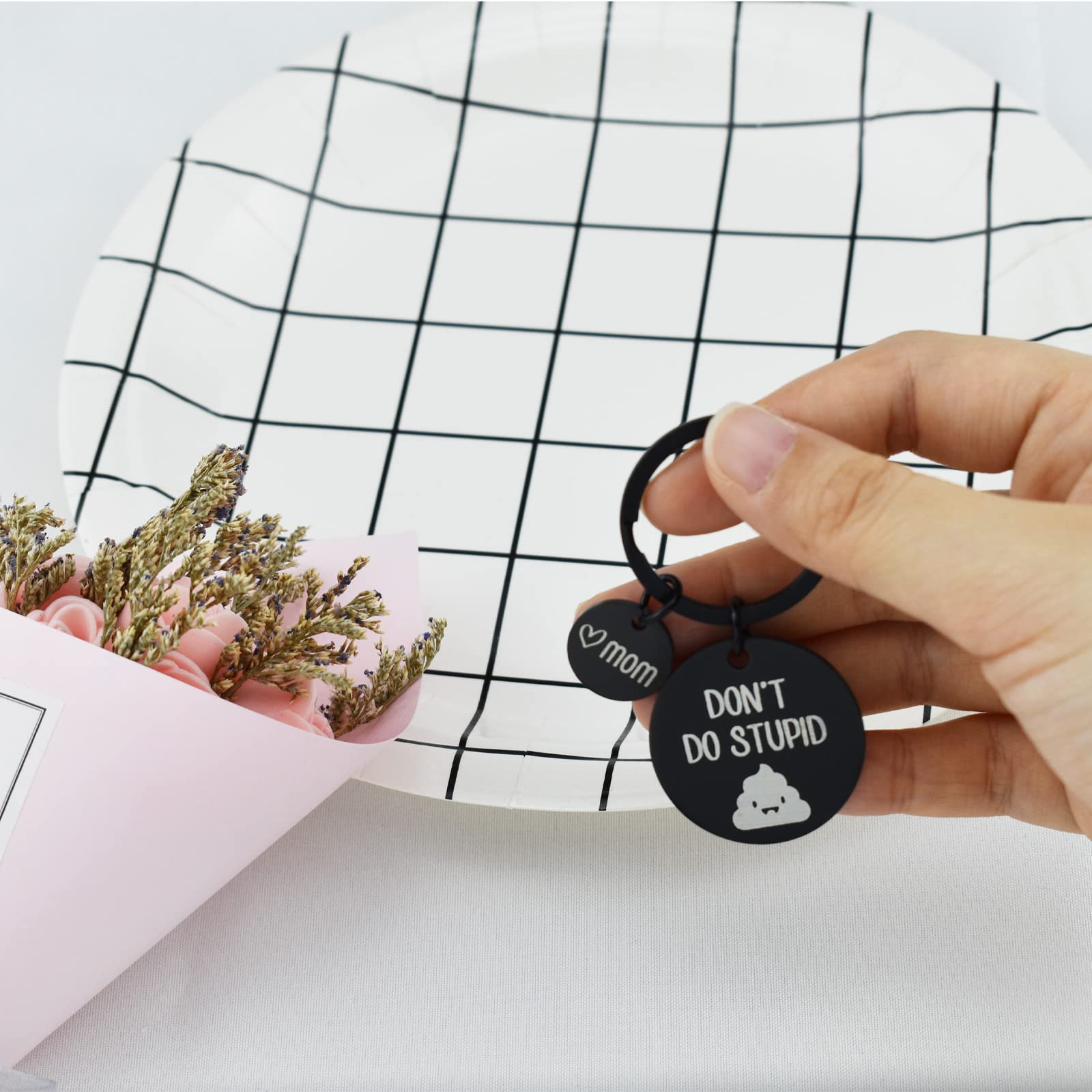 Funny Keychain for Mom & Dad - 'Don't Do Stupid' Novelty Gift for Birthday, Christmas, Valentine's Day & Graduation | Perfect for Son, Daughter & Loved Ones | Great for Key Rings, Backpacks & Everyday Carry
