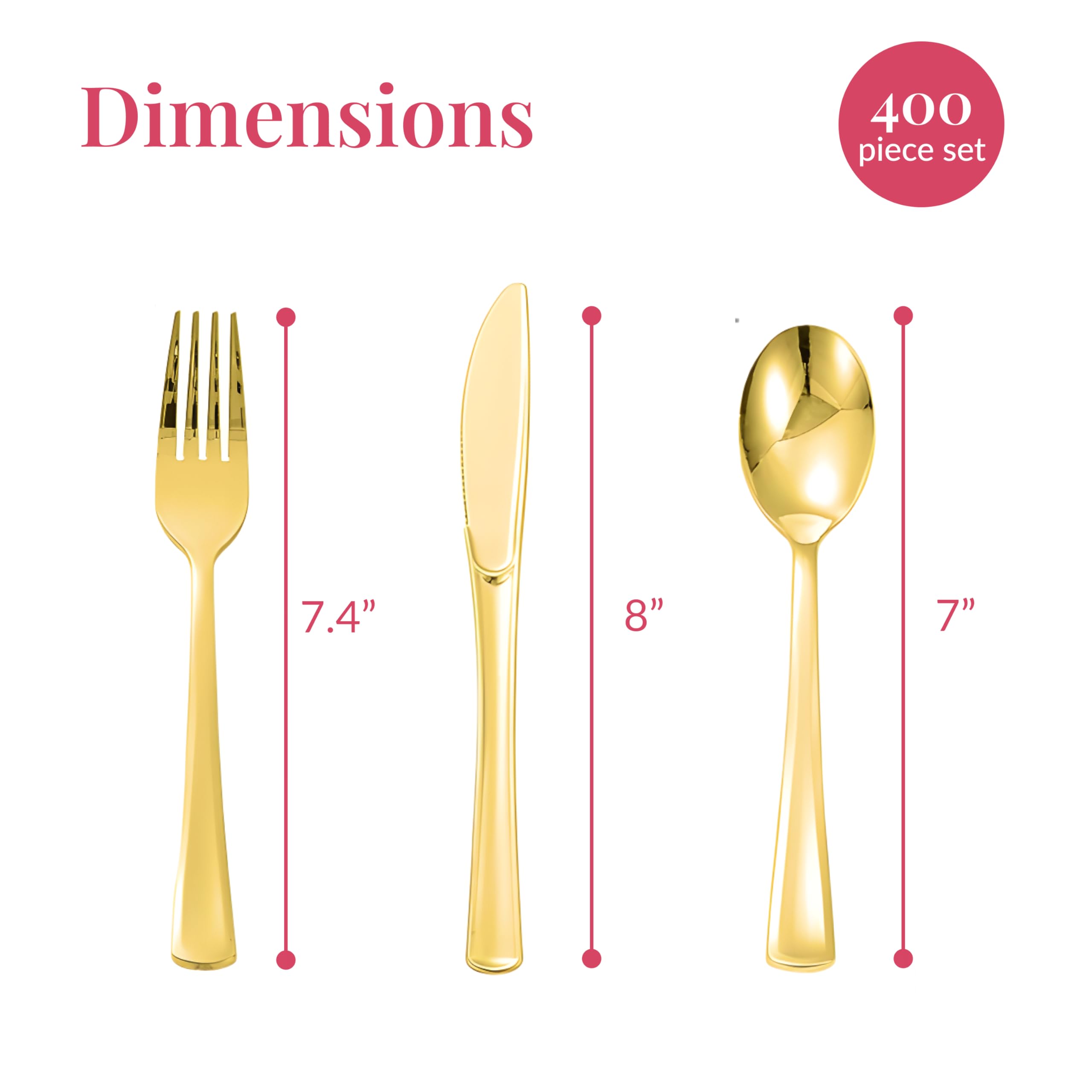 Premium 400-Piece Disposable Plastic Silverware Set - Gold & Silver Flatware with Forks, Knives, Spoons & White Napkins for 100 Guests | Perfect for Weddings, Parties, Holidays & Catering Events