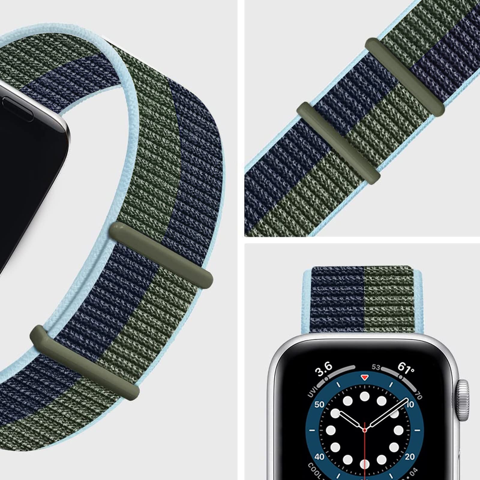 Durable Nylon Sport Loop Band Compatible with Apple Watch Series 1/2/3/4/5/6/7/8/SE - Soft Breathable Strap for Workout, Running & Everyday Wear