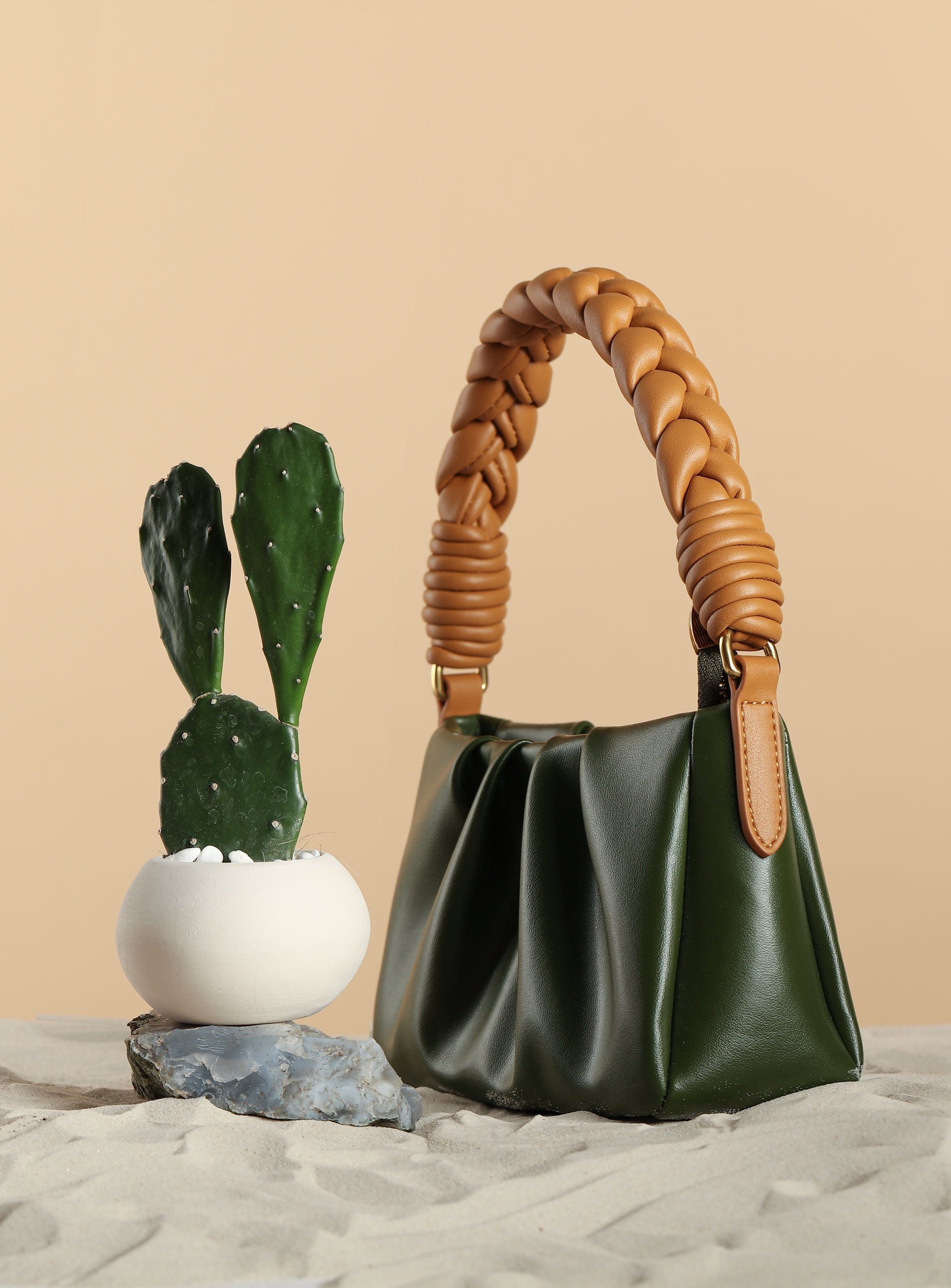 Melody Mini Cactus Leather Crossbody Bag for Women | Eco-Friendly Vegan Purse | Green Handbag for Casual Outings, Date Nights & Travel Accessories