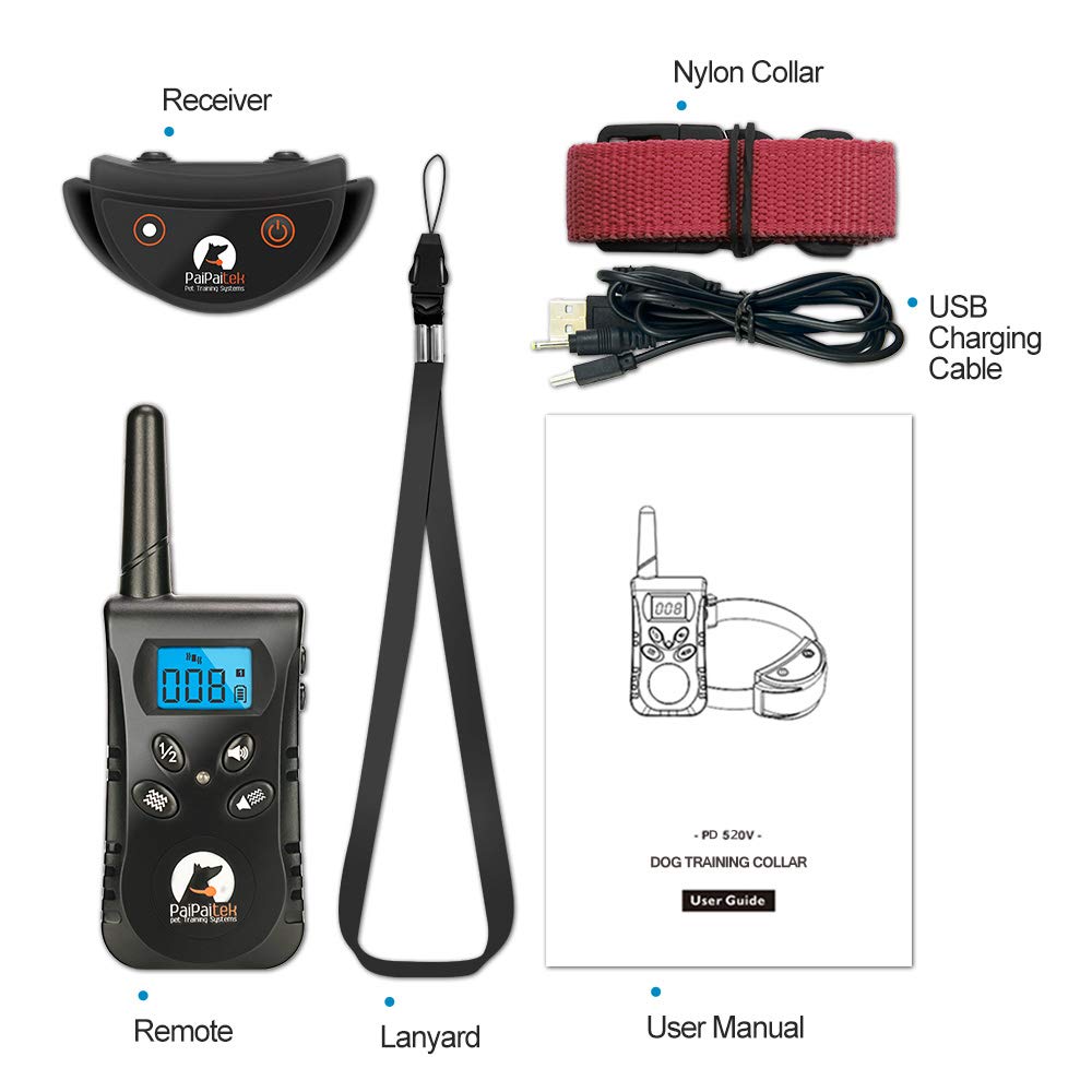 PaiPaitek No Shock Dog Training Collar with Remote - Lightest Rechargeable Vibration Collar for Small (5-15lbs) & Medium/Large Dogs - Waterproof, 1600ft Range, No Prongs - Perfect for Obedience Training, Bark Control & Outdoor Adventures