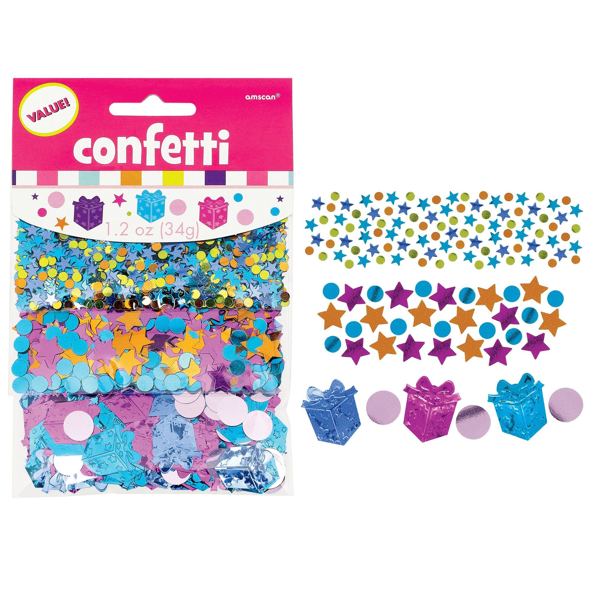 Happy Birthday Girl Multicolor Metallic Foil Confetti Mix - 1.2 oz Pack - Party Decorations, Table Scatter for Birthday Celebrations, Baby Showers & Special Events