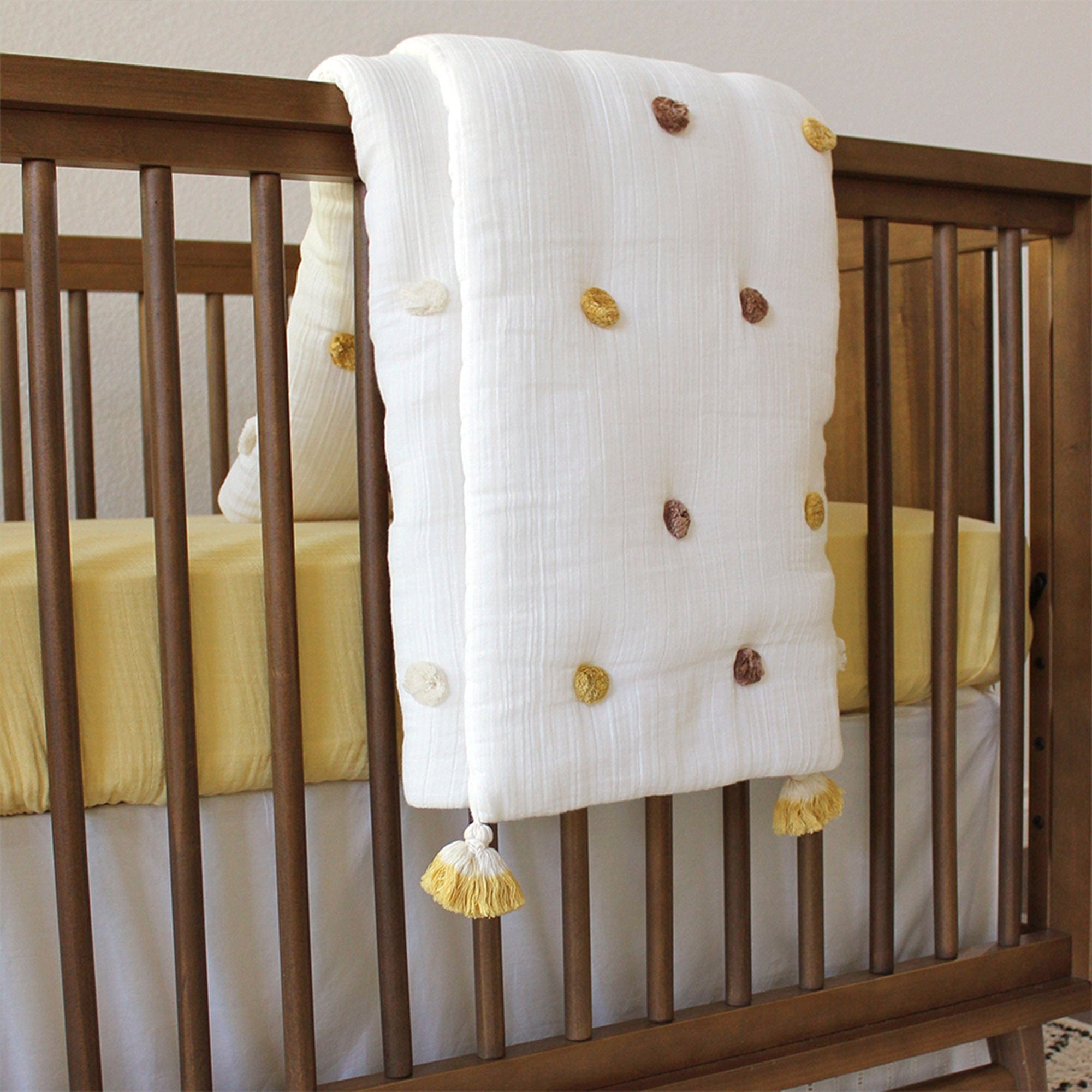 Cozy Crane Kendi Pom Pom Blanket - Soft & Warm Knitted Throw for Couch, Bed, and Home Decor - Perfect for Gifts, Winter Snuggling, and Nursery Accents