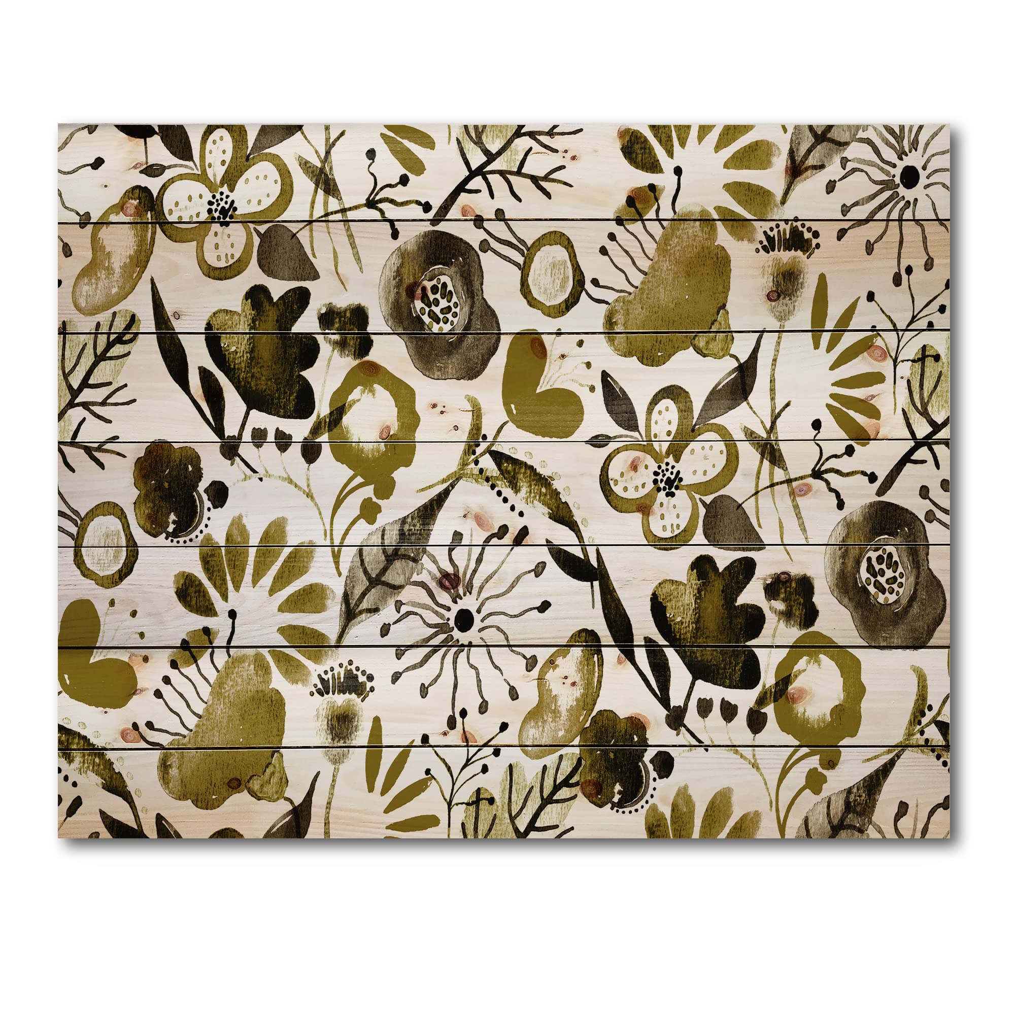 DesignQ Vibrant Wildflowers II Modern Wood Wall Art - Large Floral Pine Wood Panel Decor for Living Room, Bedroom & Office | Yellow Contemporary Wooden Wall Hanging