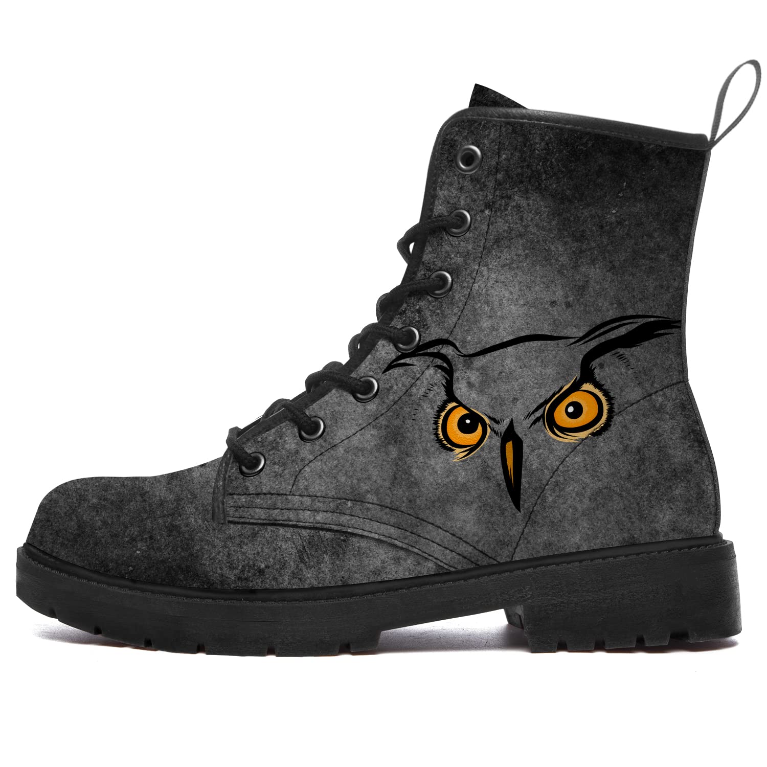 Owl Boots for Women & Men - Waterproof Combat Ankle Boots with Anti-Slip Sole | Lace-Up Military Style Booties | Perfect for Hiking, Work & Outdoor Adventures