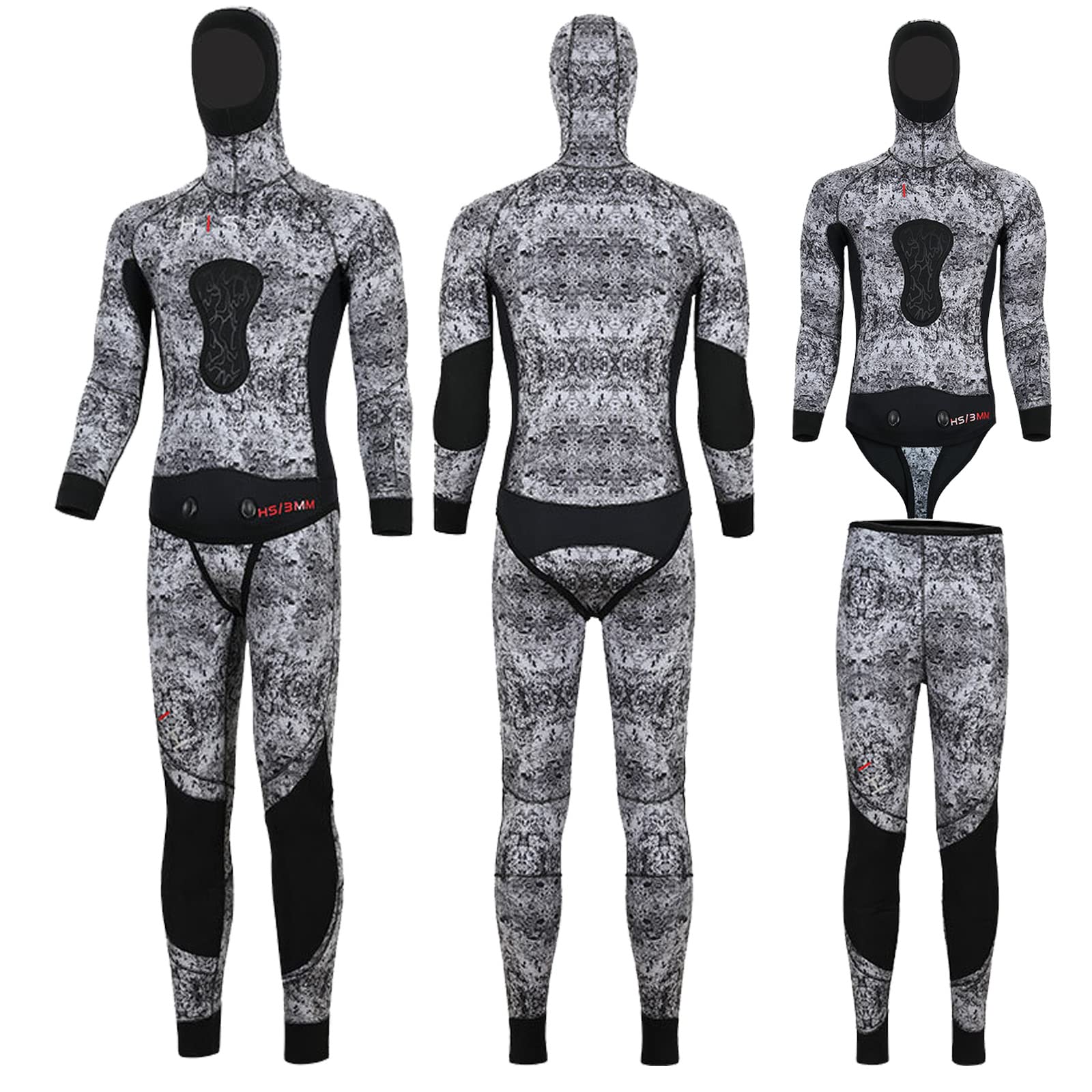 2-Piece Camo Spearfishing Wetsuit 3MM Neoprene Full Body Dive Suit for Men & Women - Gray, XL - Perfect for Scuba Diving, Snorkeling, and Spearfishing Adventures