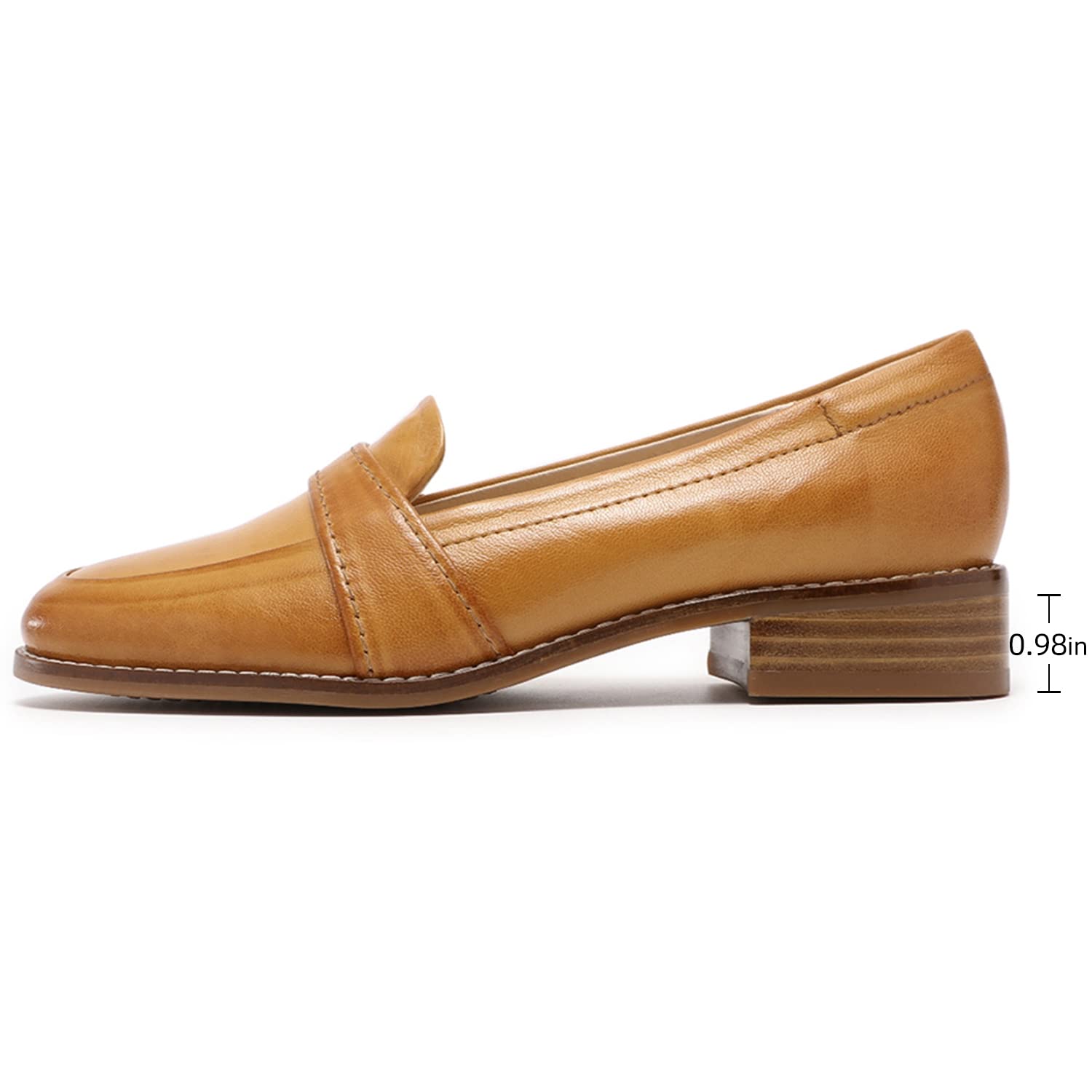 Mona Flying Women's Genuine Leather Penny Loafers Slip-On Flats - Comfortable Office & Casual Shoes for Women - Perfect for Work, Business Meetings, and Everyday Wear