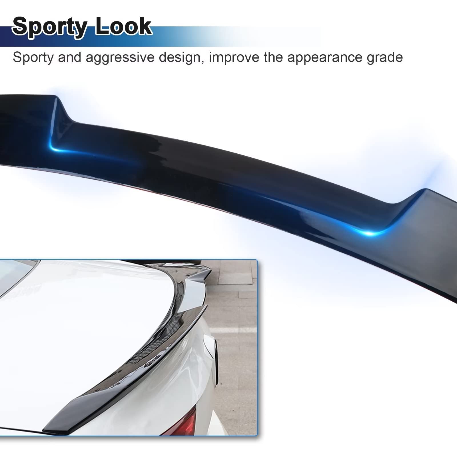Honda Accord 10th Gen 2018-2021 Trunk Spoiler Wing - ABS Plastic Lip Spoiler for 4 Door Sedan - Glossy Black Automotive Exterior Accessory | Enhances Style & Aerodynamics for Daily Driving & Car Shows
