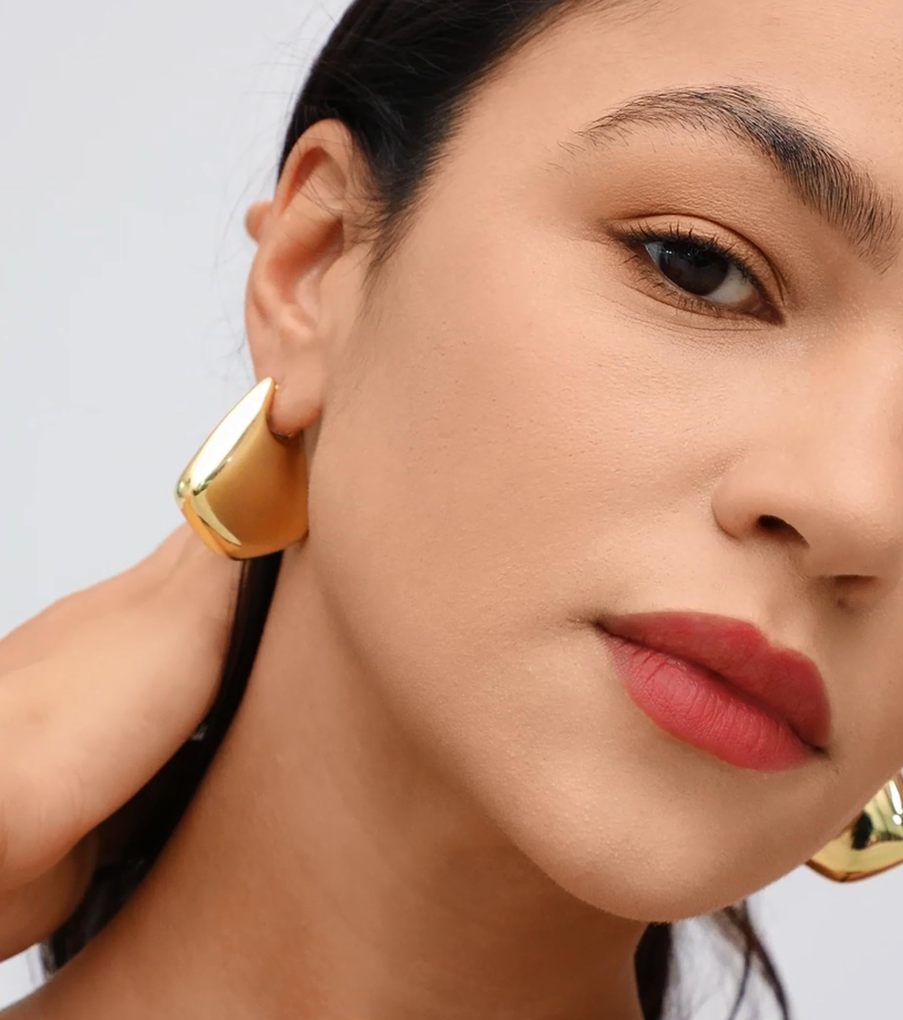 Chunky Statement Drop Hoop Earrings for Women - Trendy Gold & Silver Hoop Earrings, Fashion Jewelry Gifts for Her - Perfect for Parties, Weddings & Everyday Wear
