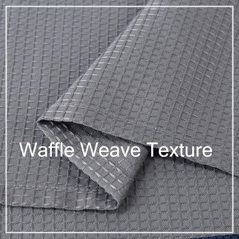 CAROMIO Grey Waffle Woven Kitchen Curtains - 30 Inch Textured Short Tier Window Treatment for Bathroom, Cafe & Farmhouse Style Decor | Perfect for Kitchen Windows, Small Bathrooms & Coffee Shops