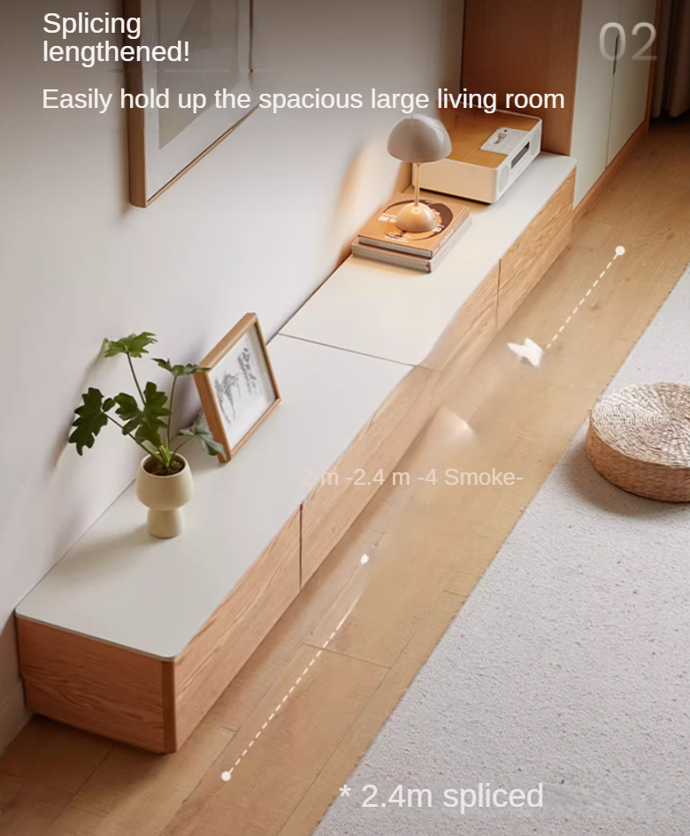 Solid Oak Wood Modern Rock Slab TV Stand - Stylish Floor TV Cabinet for Living Room, Bedroom & Home Theater