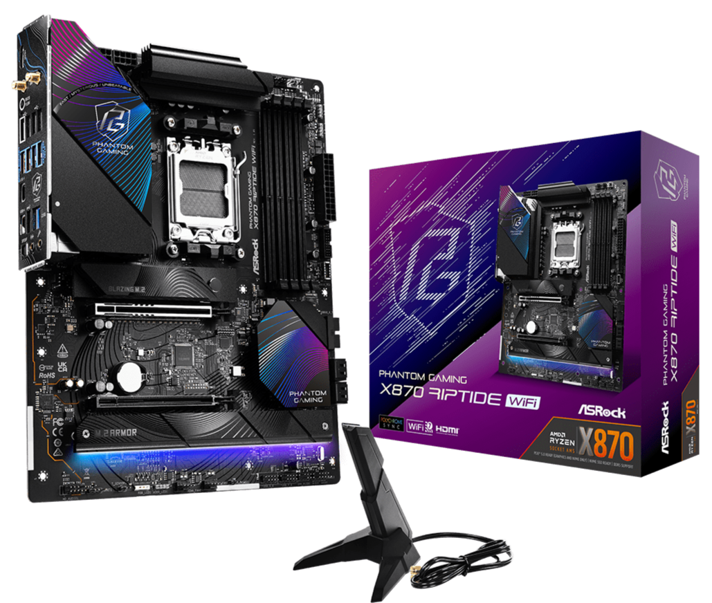 ASRock X870 Riptide WiFi AMD AM5 DDR5 ATX Gaming Motherboard - High Performance for PC Builds, Streaming & Content Creation