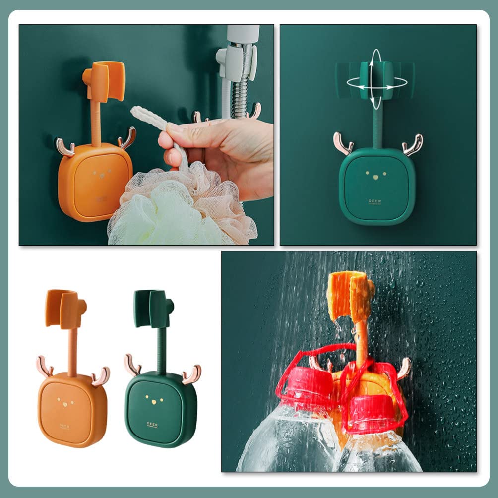 **Cabilock 2-Pack Heavy Duty Shower Head Bracket & Wand Holder - No Drilling Required - Includes Coat & Robe Hooks, Towel Hook, Hose Holder - Durable Plastic Shower Accessories for Bathroom & Kids Toiletries**    *(Perfect for organizing showers, holding towels, robes, and toiletries - ideal for families, kids' bathrooms, and rental-friendly installations!)*