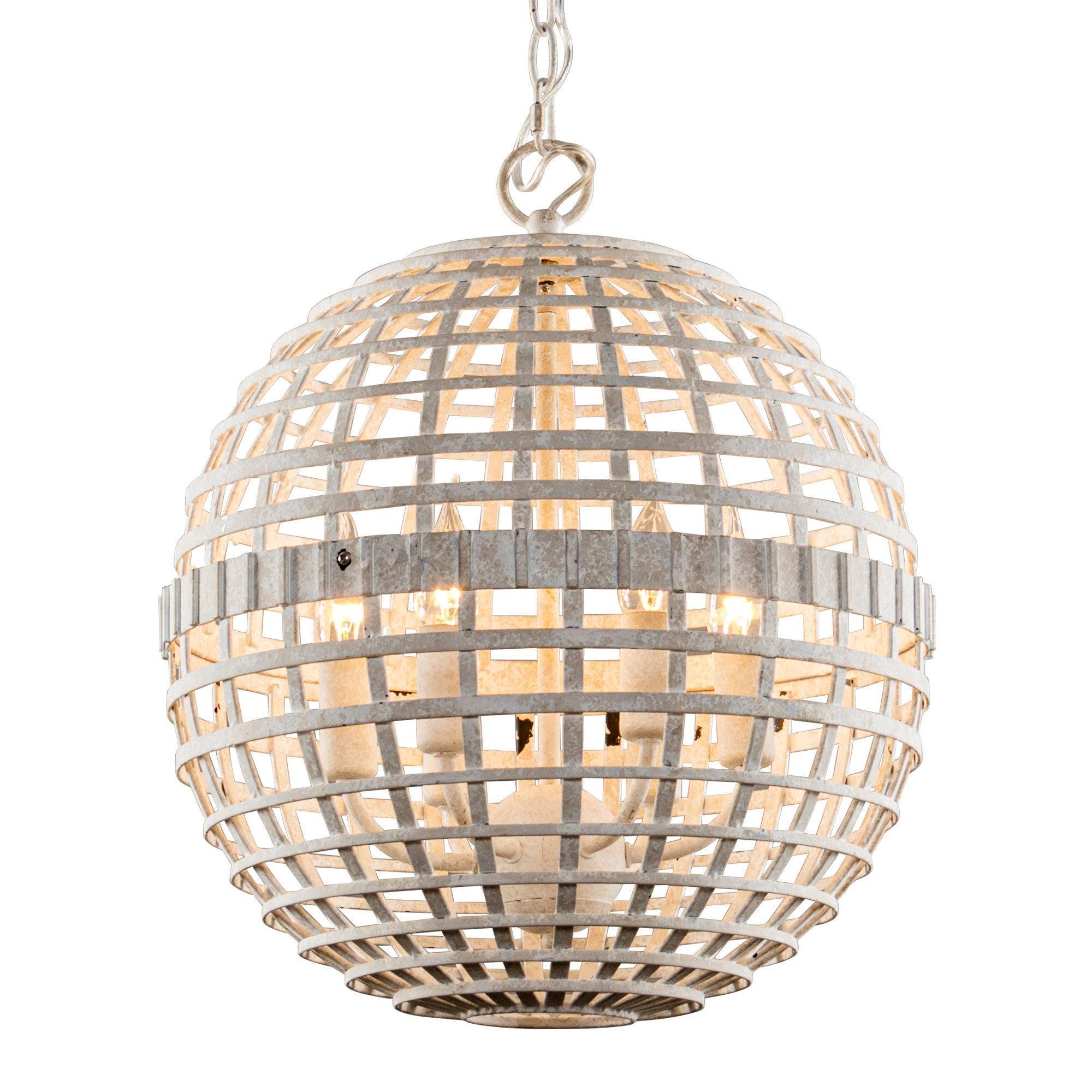 6-Light Vintage Farmhouse Globe Pendant Light Fixture - White - Perfect for Kitchen Island, Dining Room, and Entryway Lighting