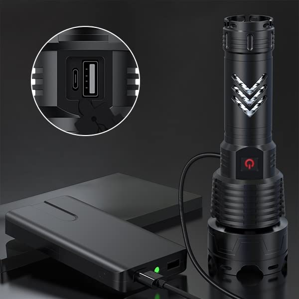 120,000 Lumens Rechargeable LED Tactical Flashlight - Super Bright, 5 Light Modes, Zoomable, IPX5 Waterproof, Fast Charging - Perfect for Outdoor Camping, Hiking, Emergency Preparedness & Power Outages