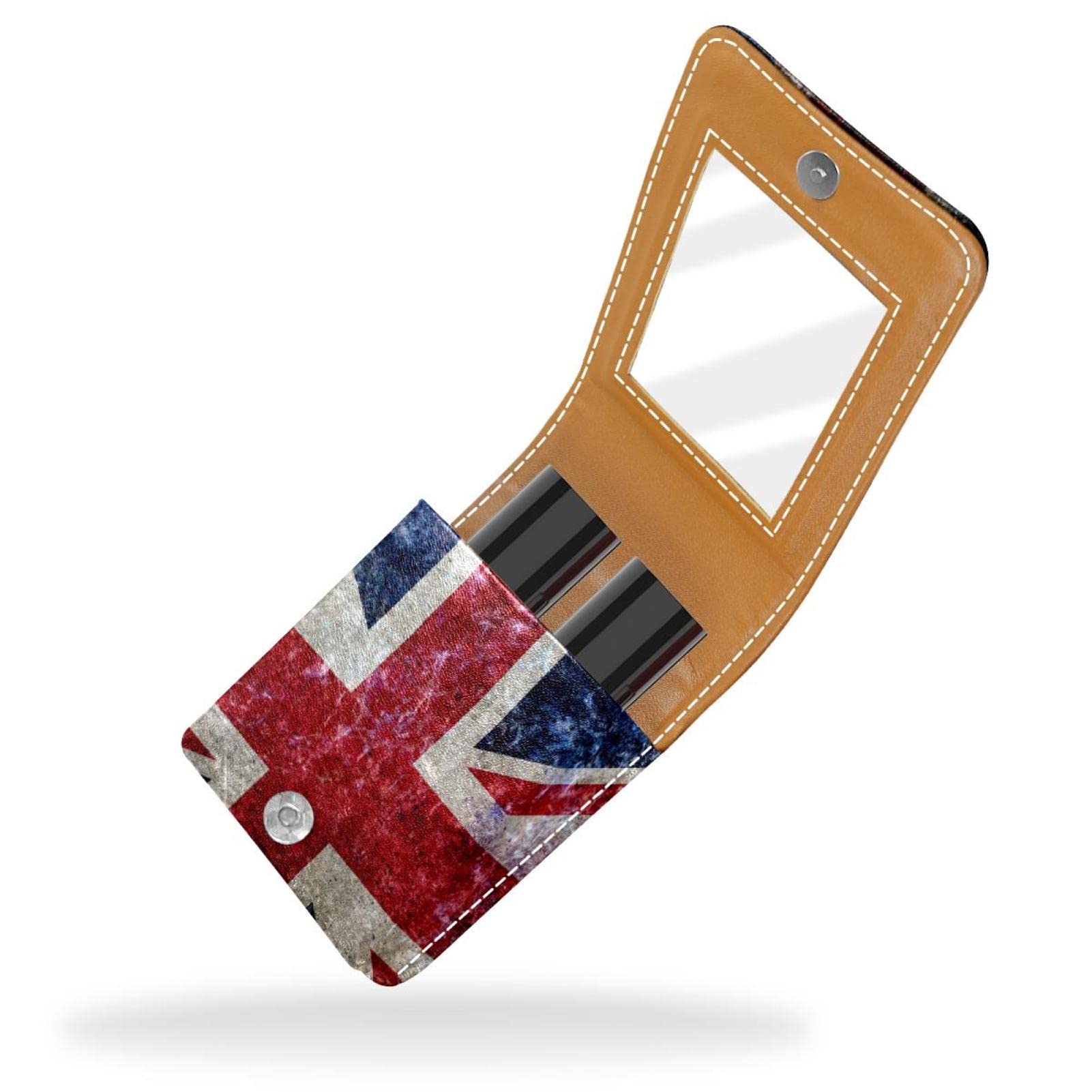 Personalized Lipstick Case - Portable Makeup Bag & Cosmetic Pouch Organizer with Vintage British Flag Design - Perfect for Travel, Daily Use, and Gift Giving