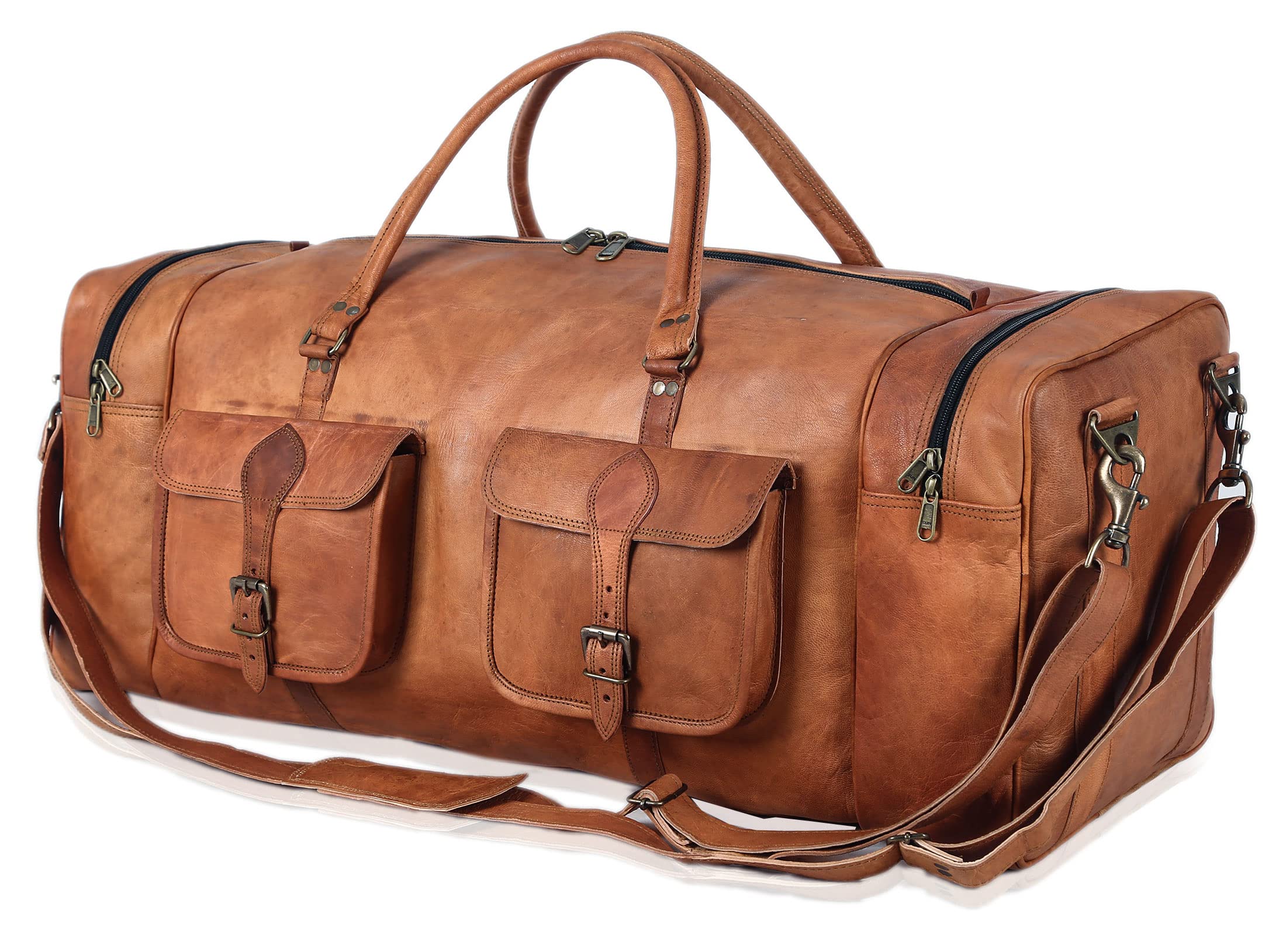 32 Inch Large Duffel Bag for Men - Premium Leather Travel Holdall, Gym & Sports Weekender Overnight Bag - Perfect for Travel, Gym, Sports & Weekend Getaways
