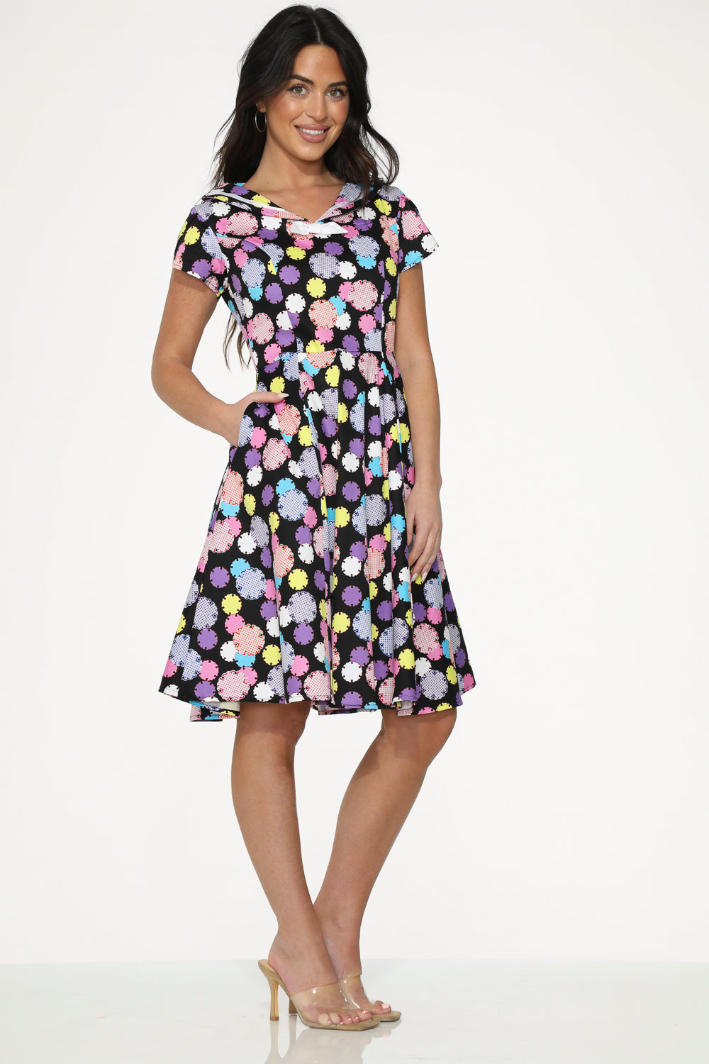 Elegant Black & Purple Swing Dress for Women - Flowy A-Line Summer Party Dress - Perfect for Weddings, Cocktail Parties & Date Nights
