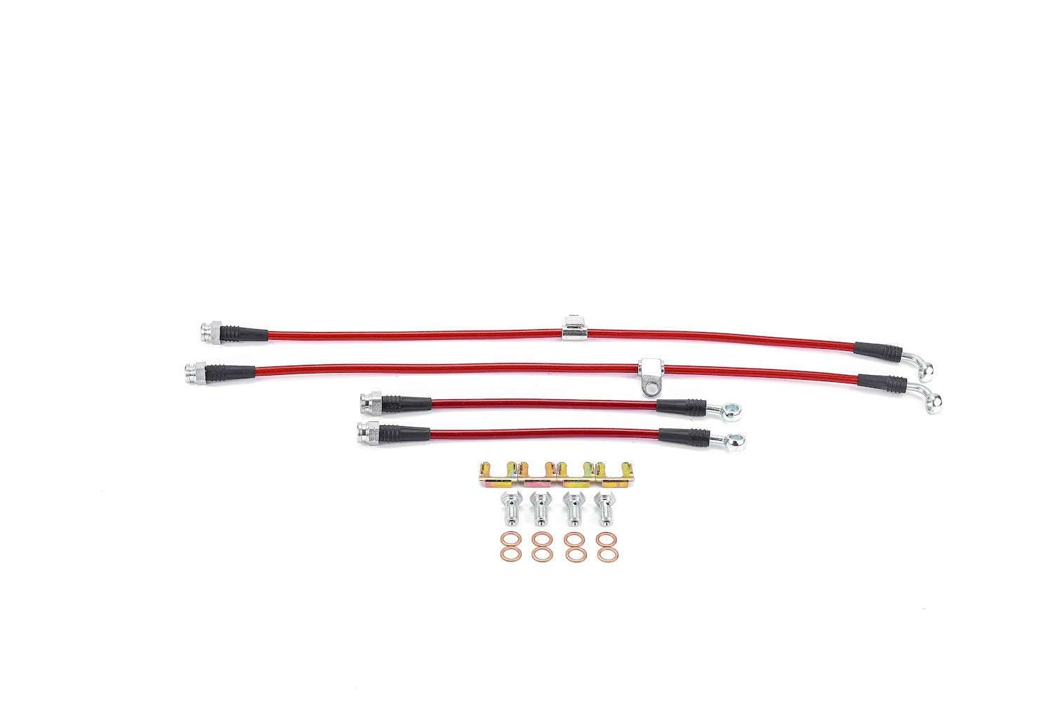 Power Stop BH00158 Stainless Steel Front & Rear Brake Hose Kit - High Performance Braking for Cars, Trucks & SUVs - Ideal for Off-Roading, Towing & Daily Driving