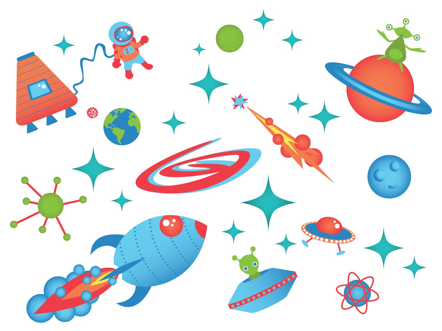 Space Fabric Wall Decals - Extra Large Galaxy Theme with Planets, Astronaut, Rocket, Stars, UFO & Alien Decor | Perfect for Kids' Room, Nursery, Classroom & Space-Themed Parties