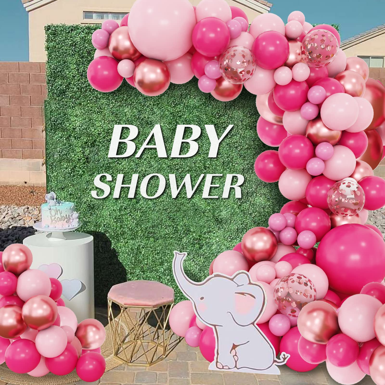 160pcs Pink Balloon Arch Garland Kit - Hot Pink & Rose Gold Metallic Confetti Balloons for Birthday, Baby Shower, Princess Party, Wedding Decorations | Perfect for Backdrops, Photo Booths & Event Decor