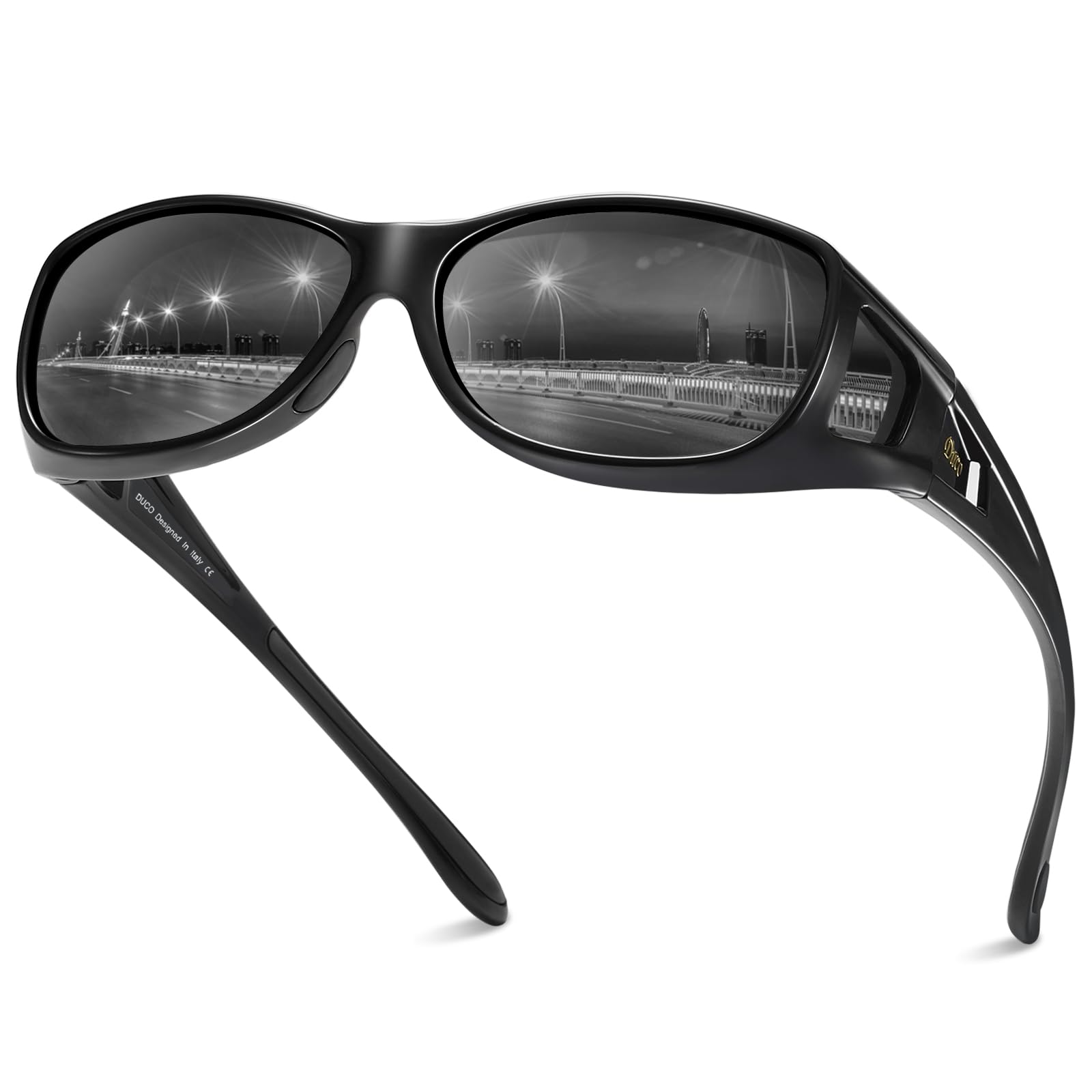 DUCO Polarized Wraparound Fitover Sunglasses for Men & Women - UV400 Protection, Anti-Glare Driving Glasses (Model 8953) | Perfect for Outdoor Activities, Driving, Fishing & Everyday Sun Protection