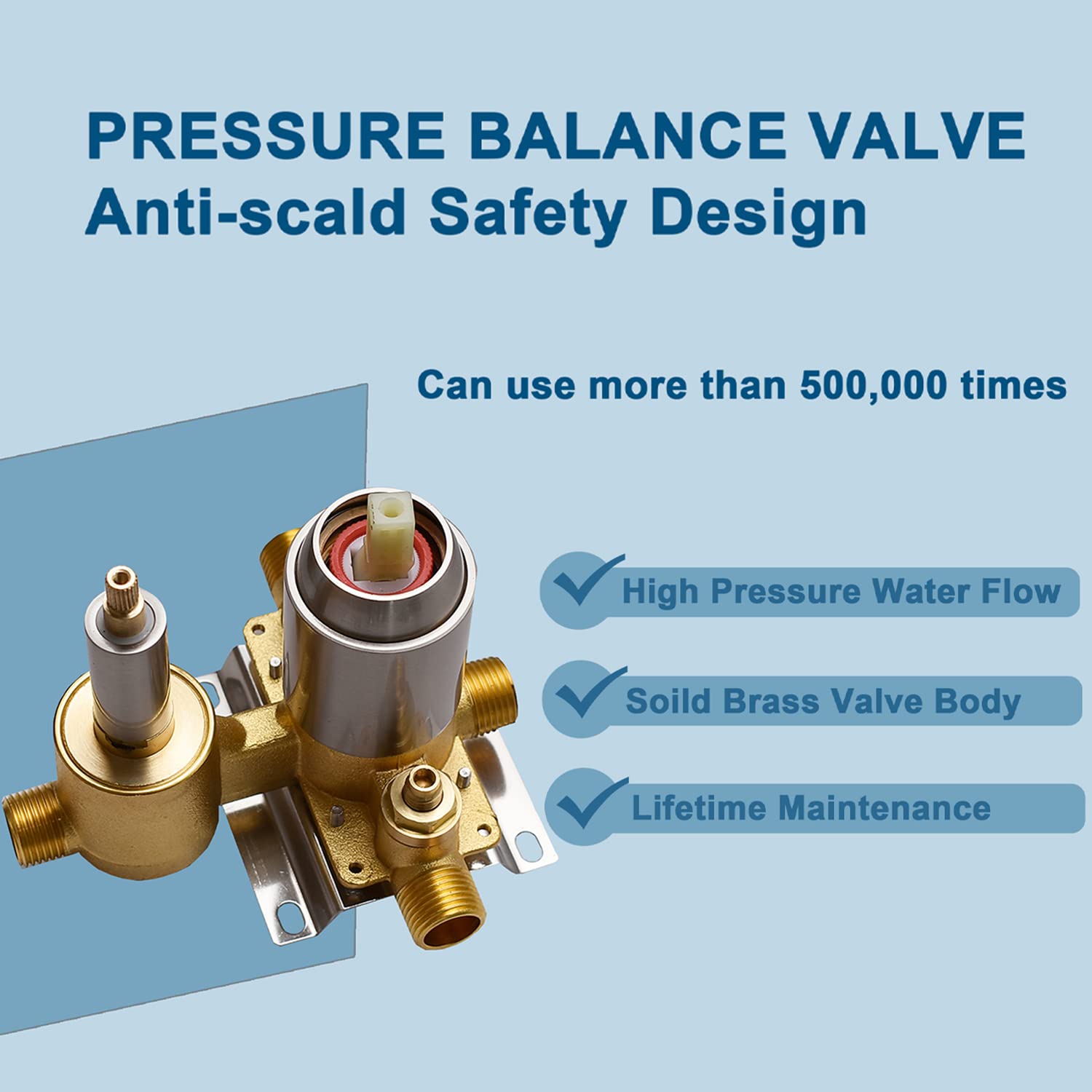 3-Function Shower Diverter Valve - Solid Brass Concealed Shower Mixer with Pressure Balance Technology - Brushed Nickel Trim Kit for Bathroom Shower System - Perfect for Modern Bathrooms and Spa-Like Showers