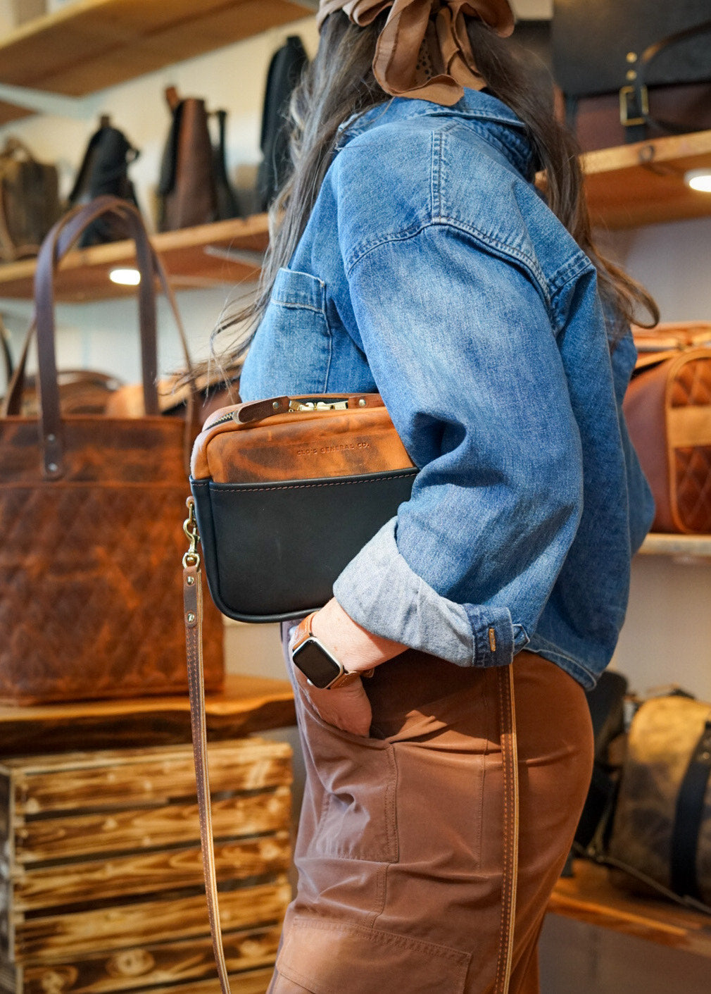 Stylish Rectangle Bag in Hillbilly Copper & Flat Black - Perfect for Work, Travel, and Everyday Use