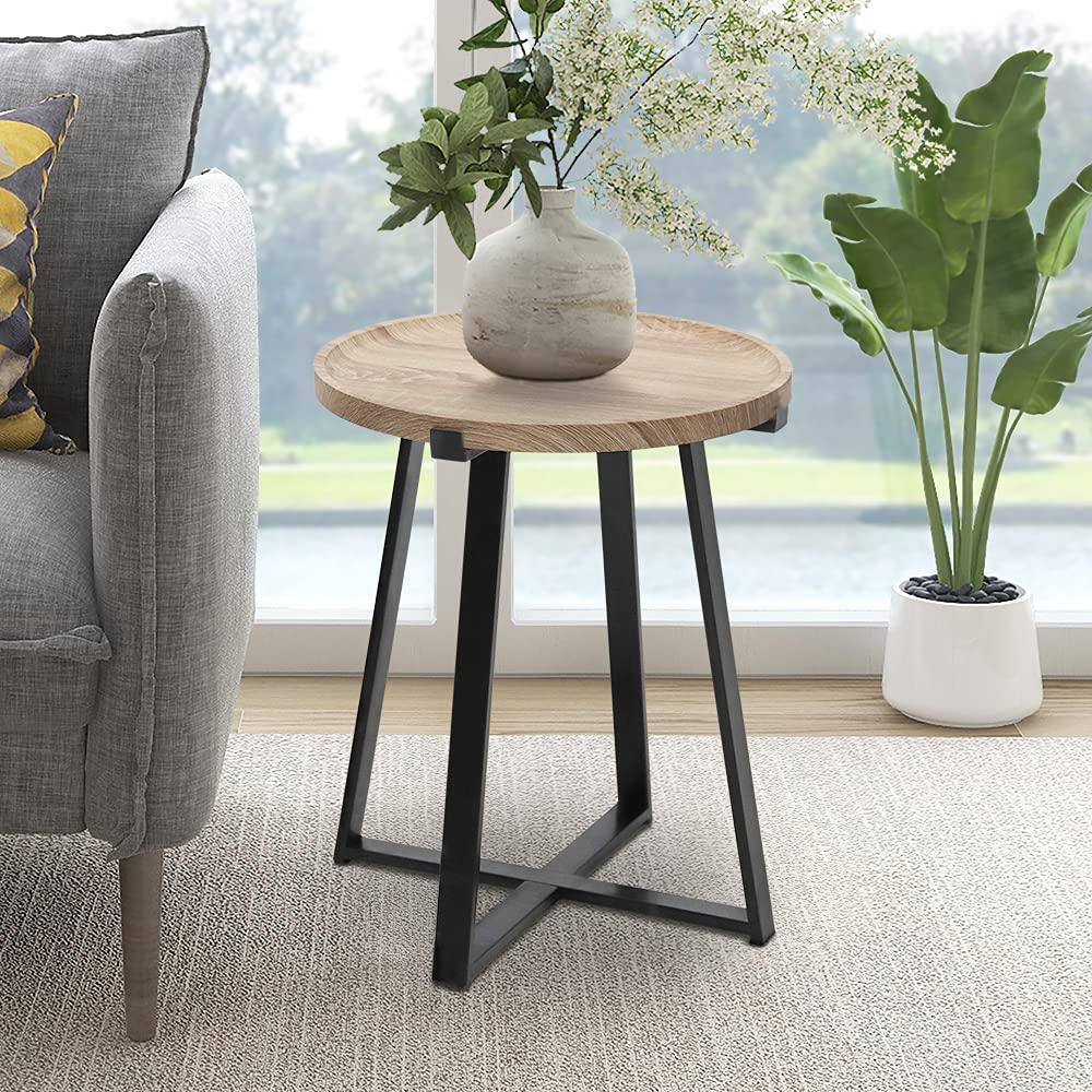 MAYPEX 18 Inch Adjustable Tray Top End Table with Sturdy Metal X-Frame Base - Modern Coffee Table & Sofa Side Table for Living Room, Bedroom, or Office Use