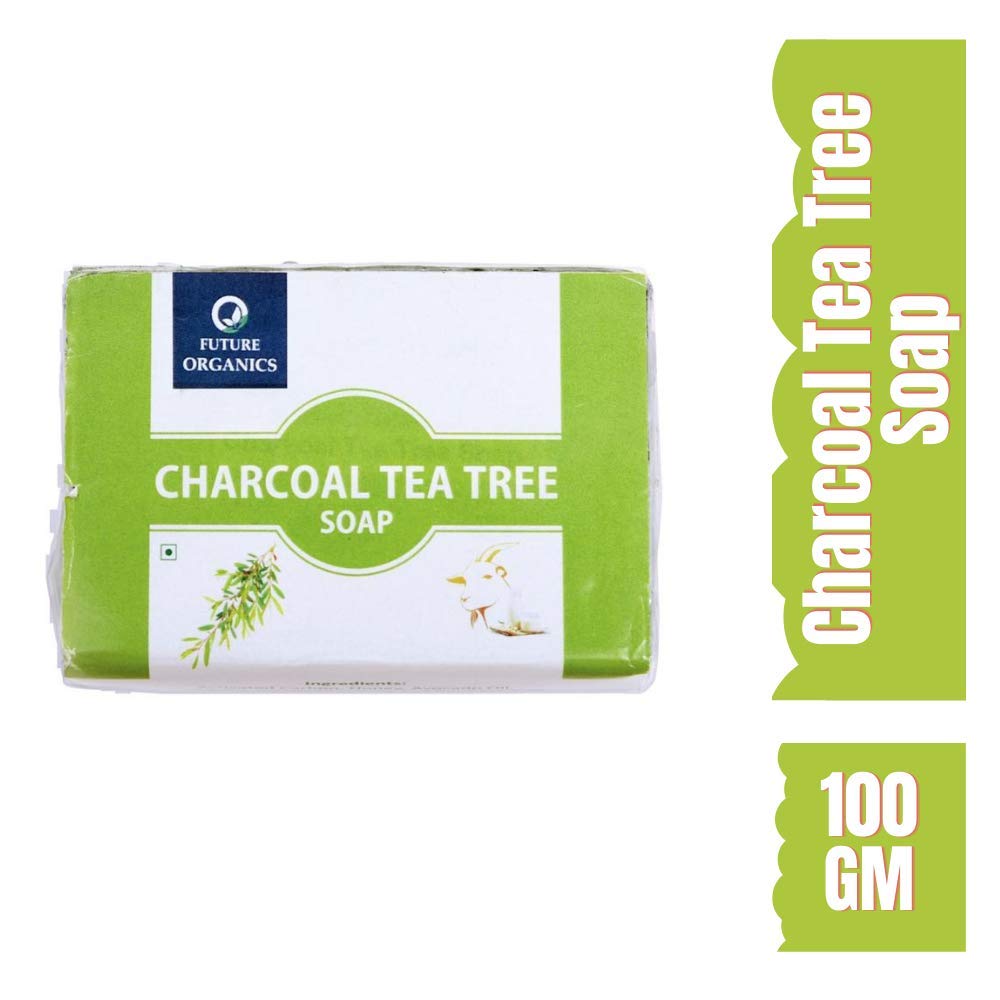 Future Organics Charcoal & Tea Tree Goat Milk Soap Bar - 100% Natural Herbal Ingredients, 100g | Deep Cleansing for Acne-Prone & Sensitive Skin, Perfect for Daily Face & Body Care