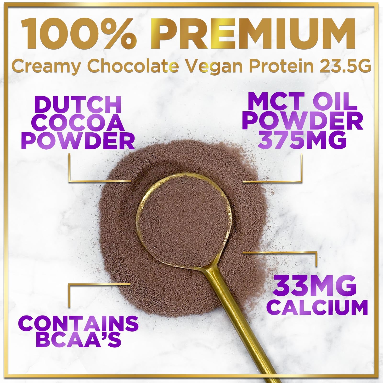 Organic Vegan Protein Powder - Chocolate Fudge Flavor | 100% Plant-Based Protein with 3.4g BCAAs | Dairy-Free, Gluten-Free, Non-GMO | Easy Digesting for Women & Men | 2lb (30 Servings) | Perfect for Post-Workout Recovery & Meal Replacement
